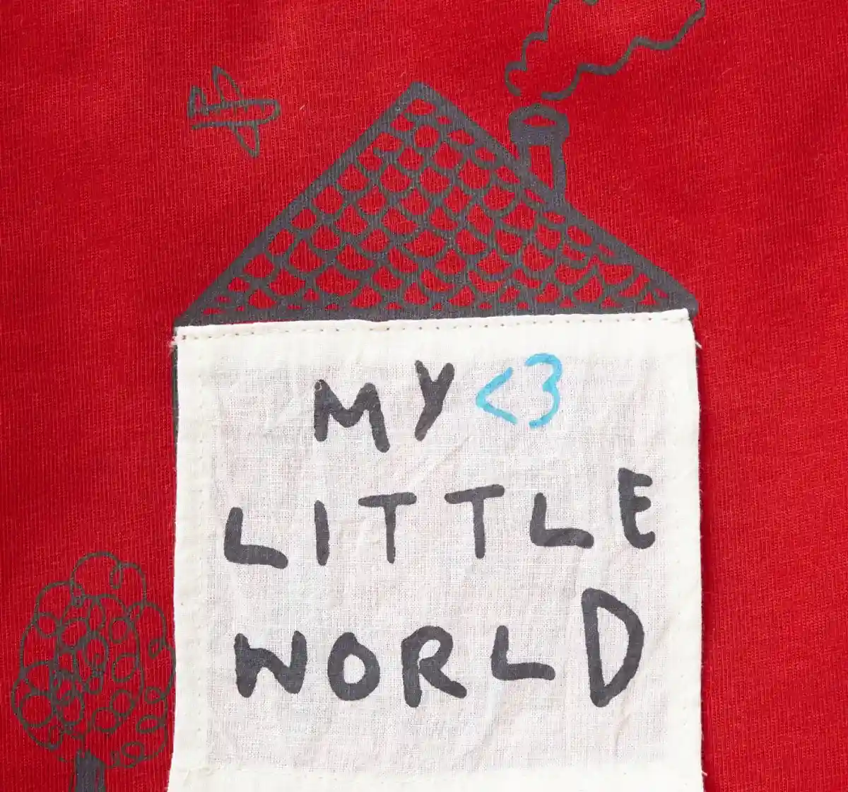 Unisex Patch Print Tee - Red