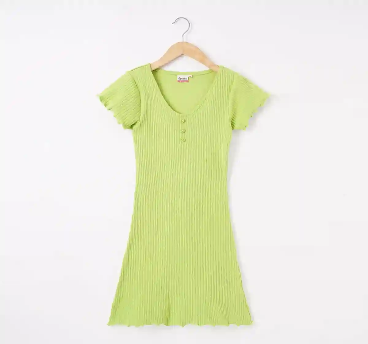 Girls Buttoned Rib Dress