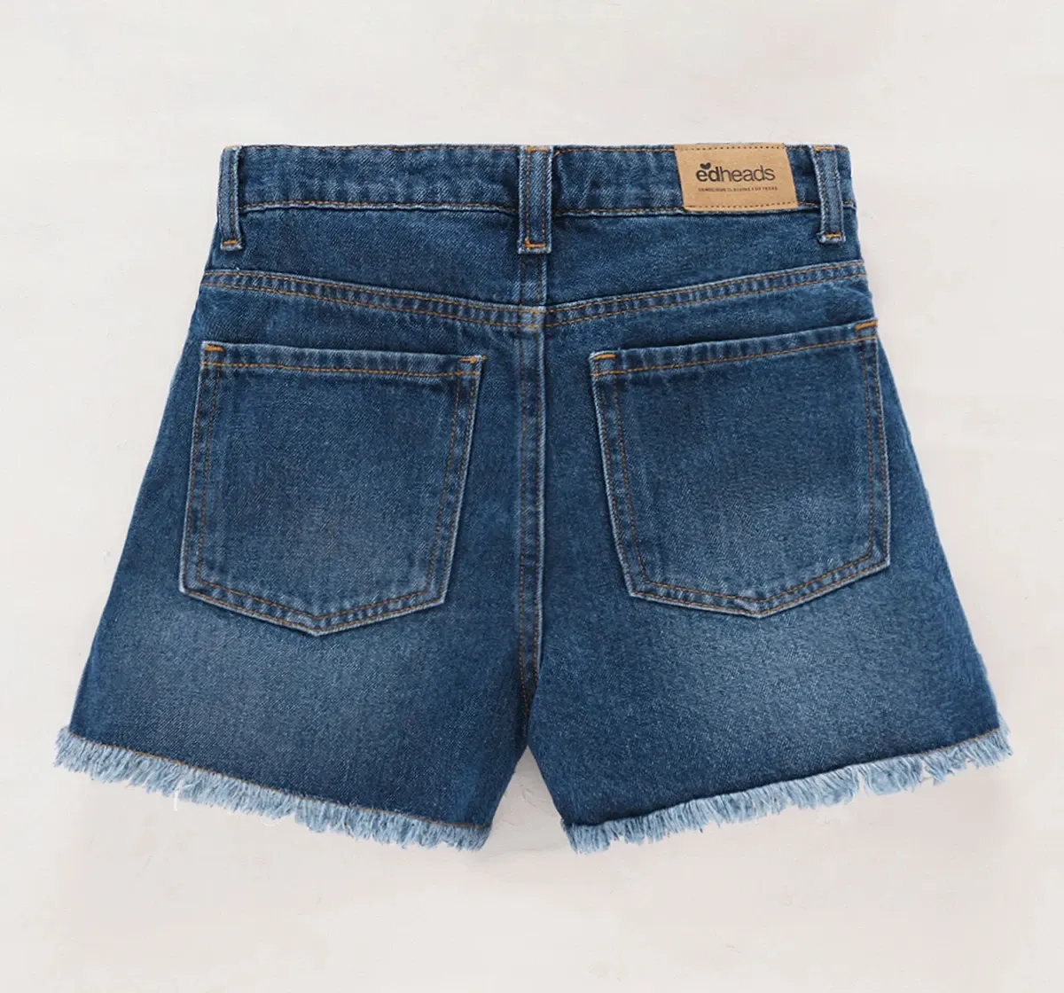 Girls High Waist Shorts - Mid Wash