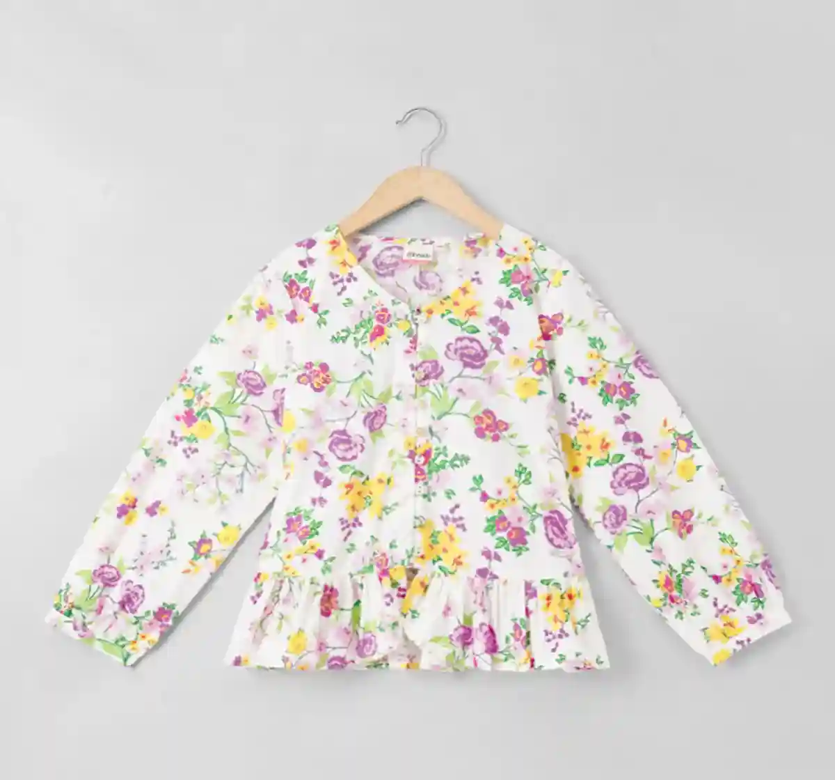 Girls Floral Front-Open Top
