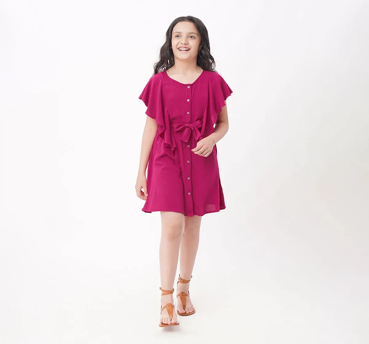Girls Pink Frilled Dress