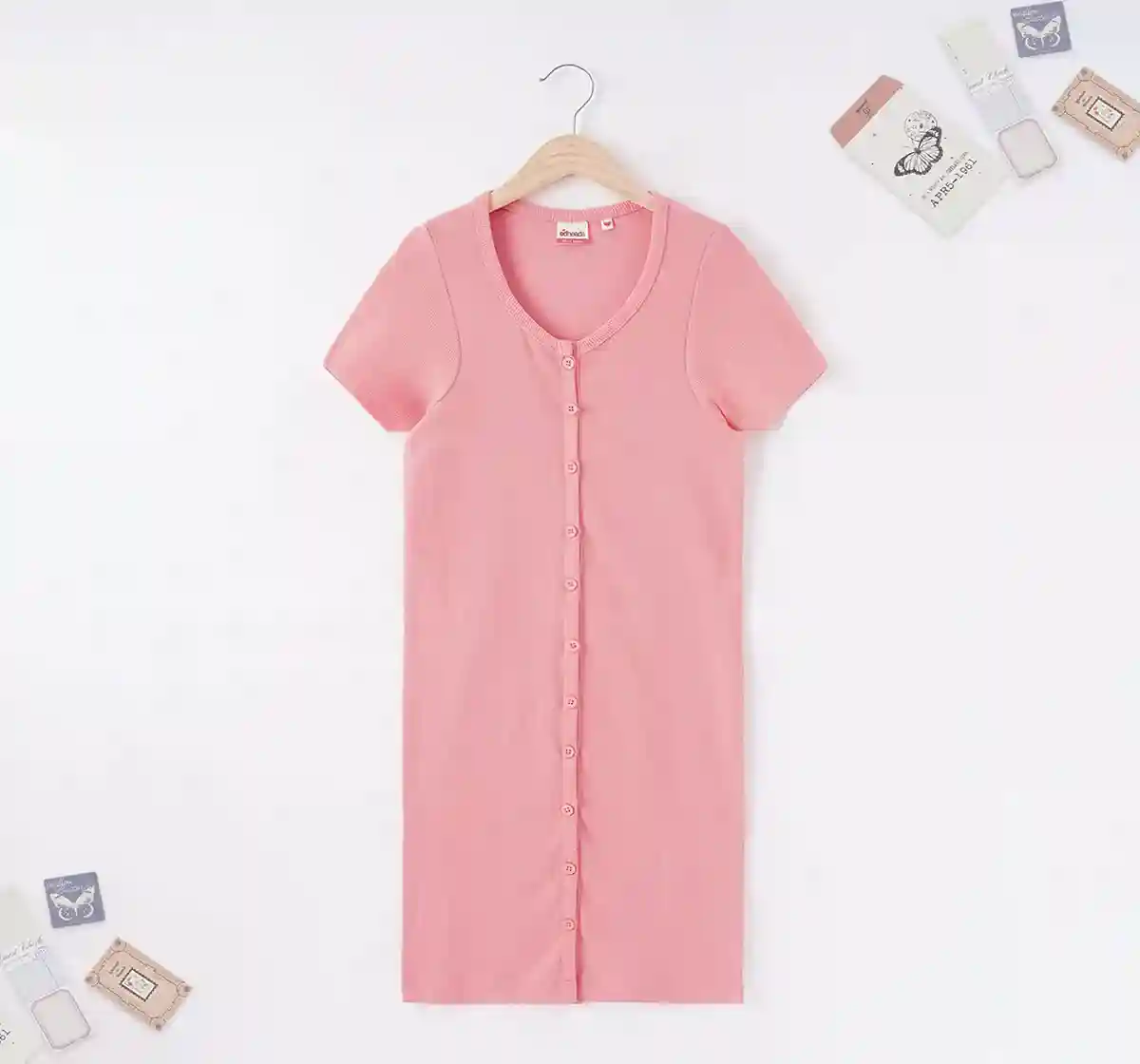 Girls Rib Bodycon Dress - Pink