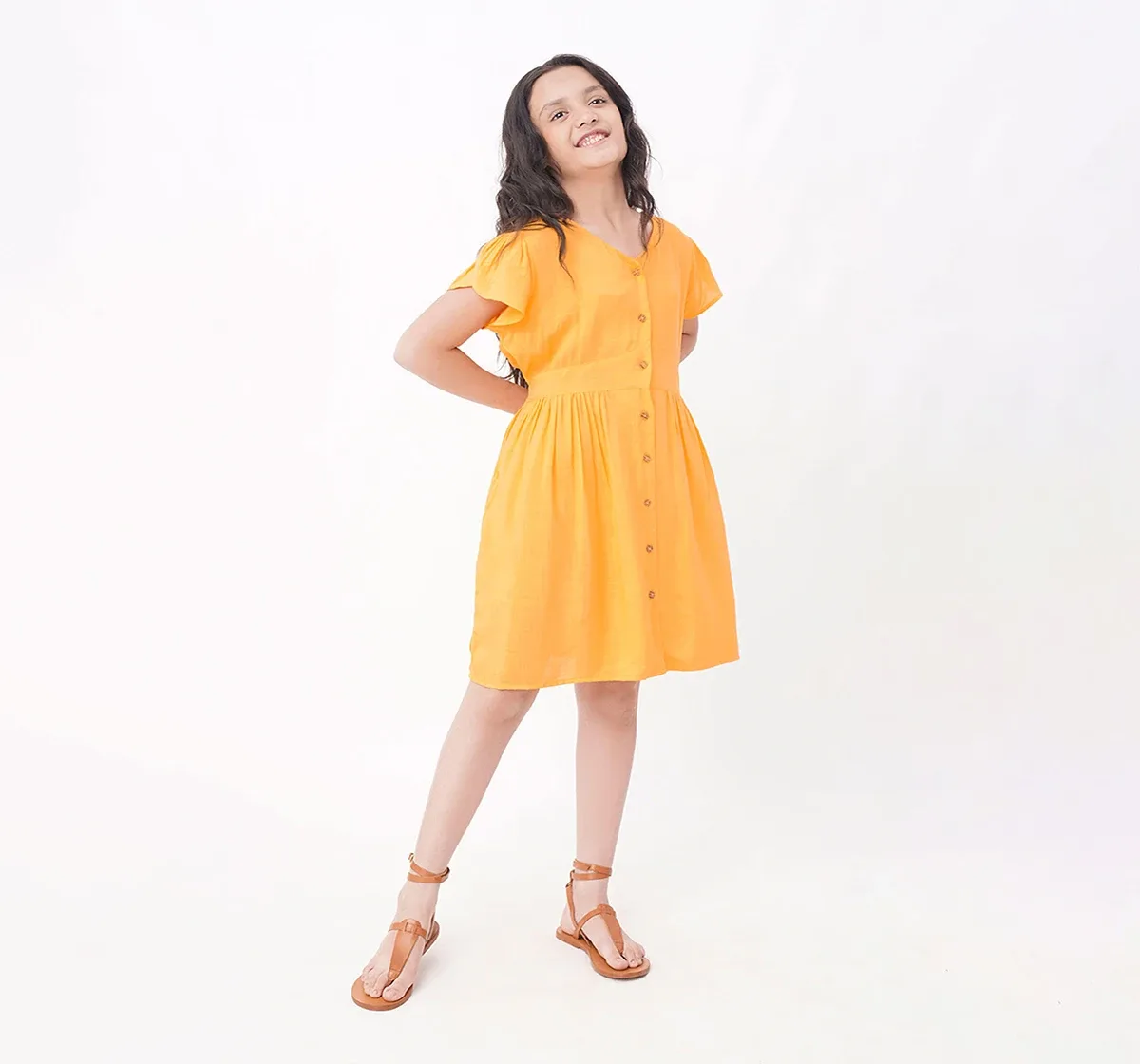 Girls Front Button Dress