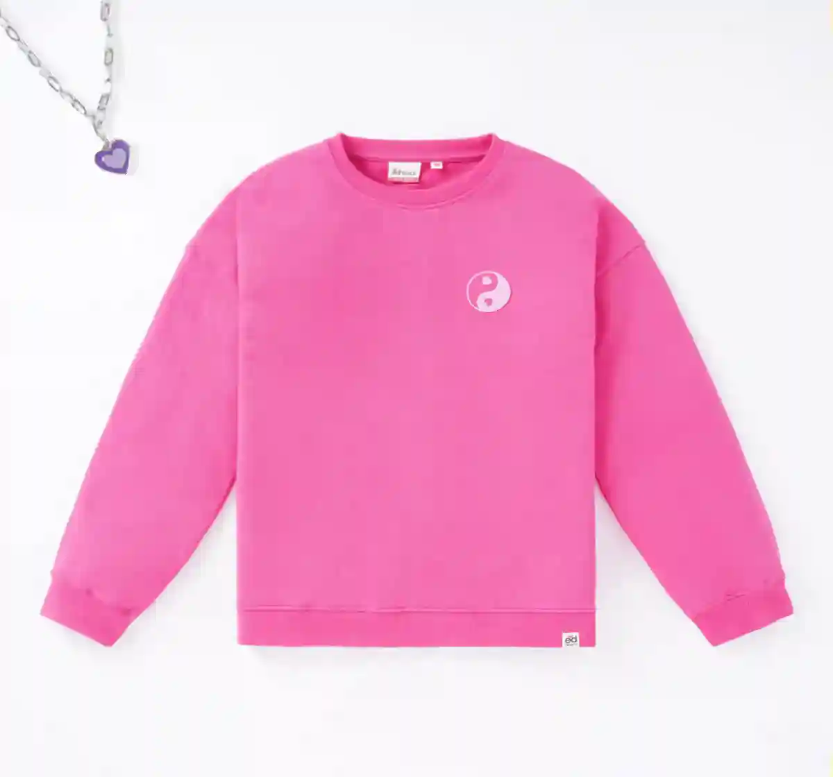 Girls Sweatshirt With Elbow Patch - Pink