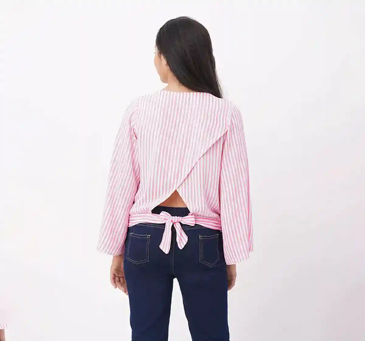 Girls Striped Lace Top