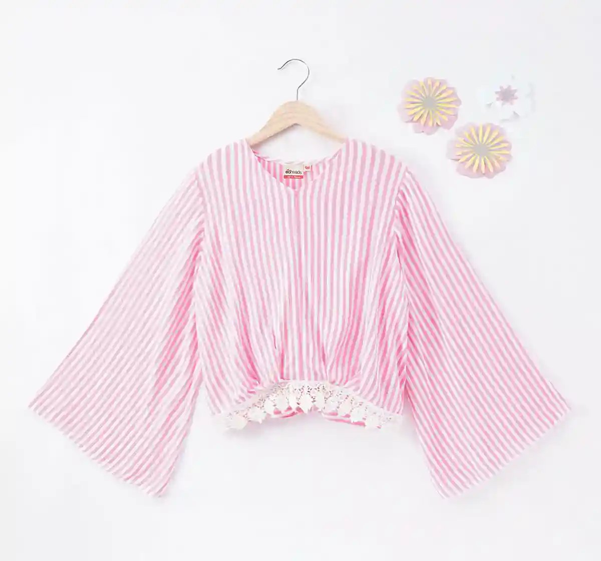Girls Striped Lace Top