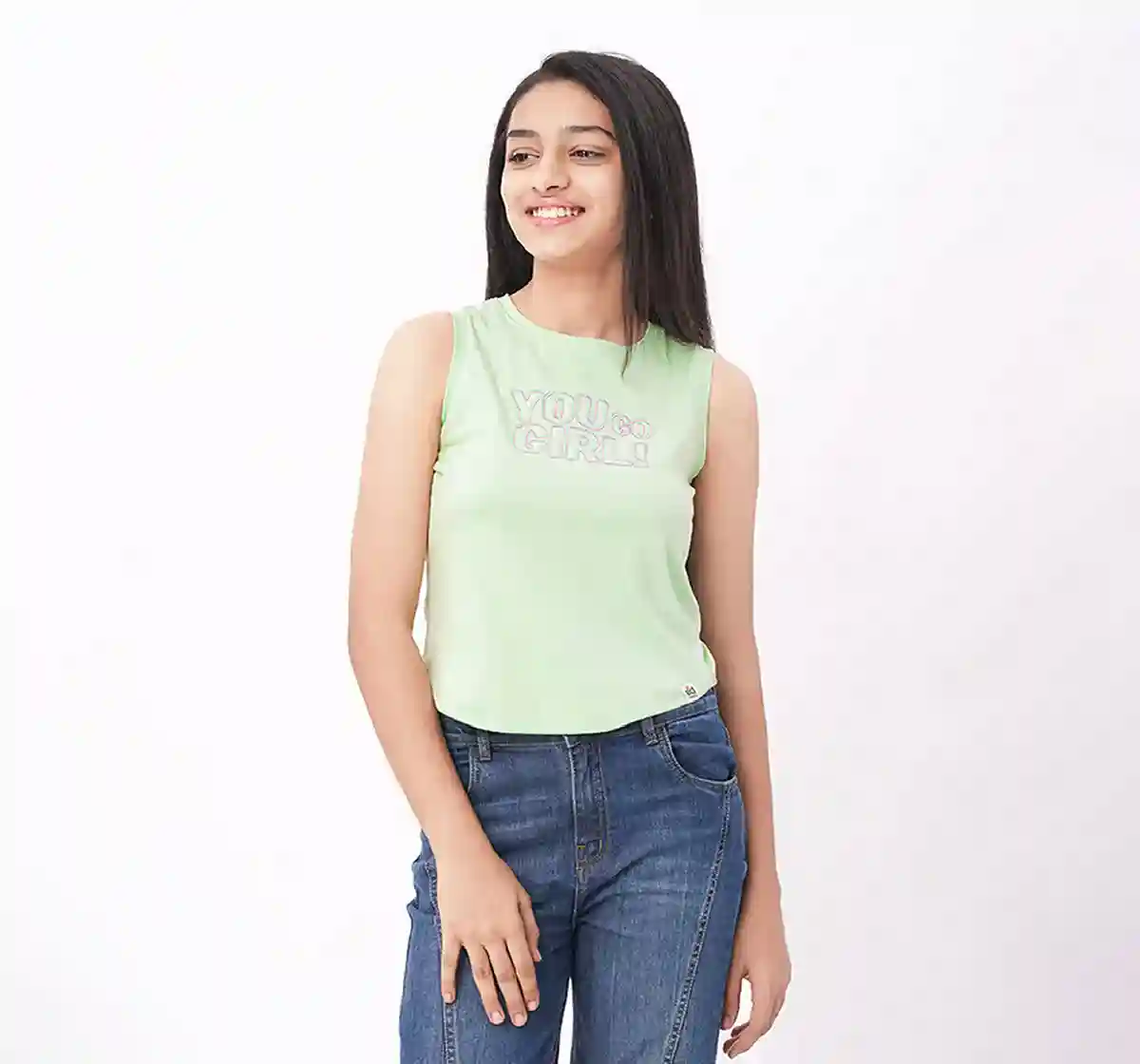 Girls Sleeveless Crop Tee
