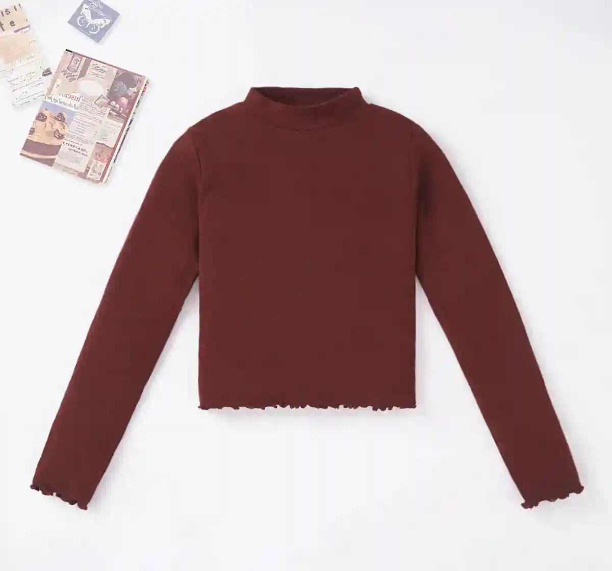 Girls Turtle Neck Rib Tee