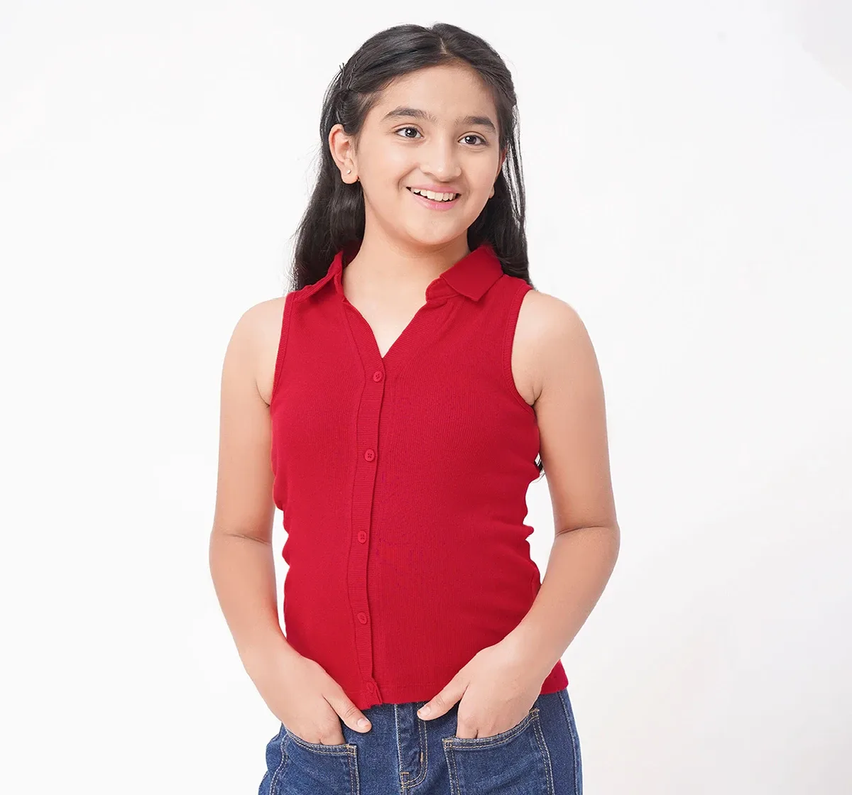 Girls Incut Collared Tee