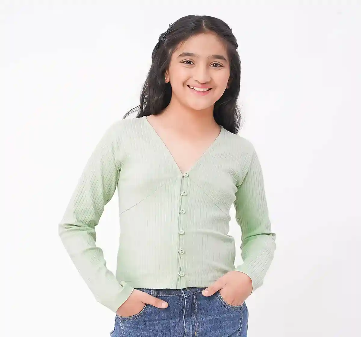 Girls Front Button Tee