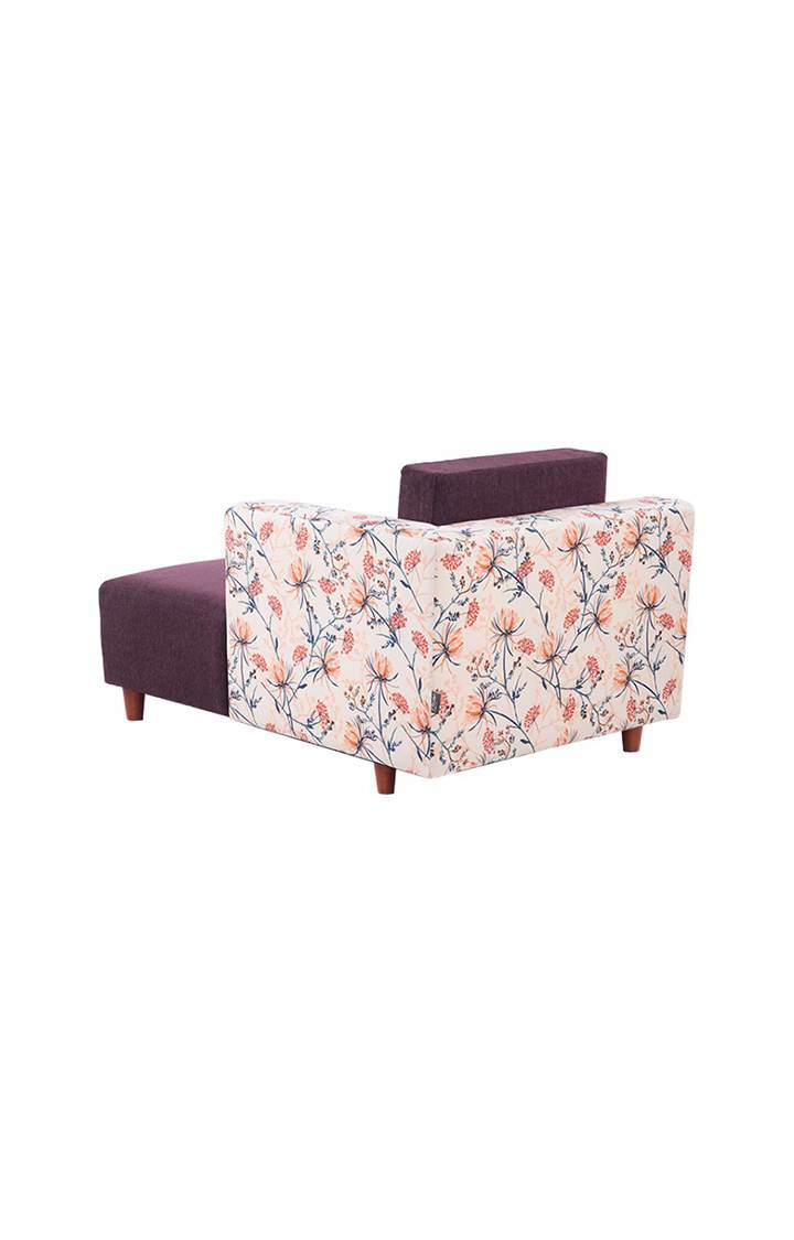 neudot Hailey Duet Fabric 1 Seater LHS Lounger in Floral Paradise Purple Colour