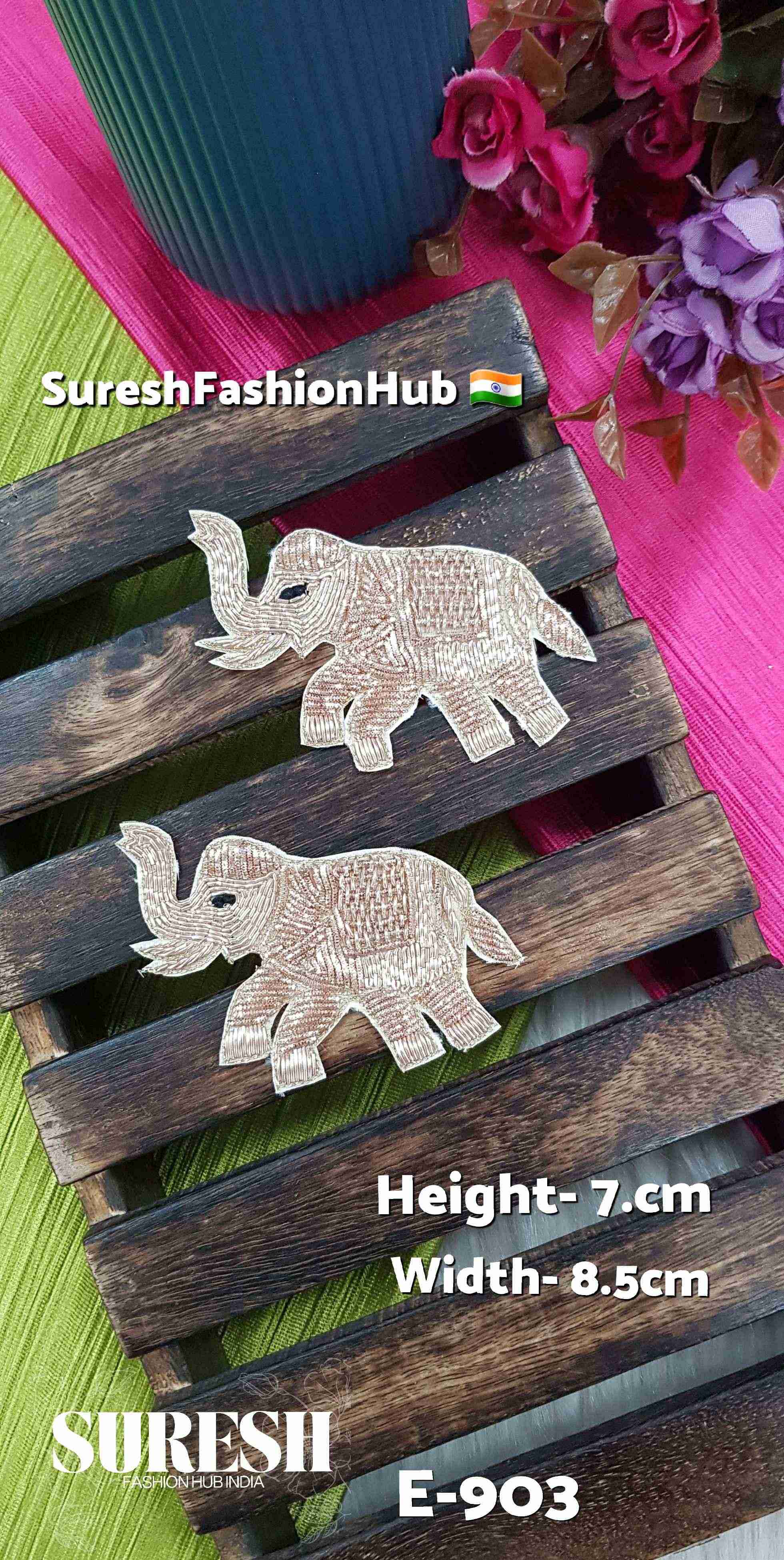 Regal Trunk-Up Elephant Patch – Left Facing Rose Gold | E-903