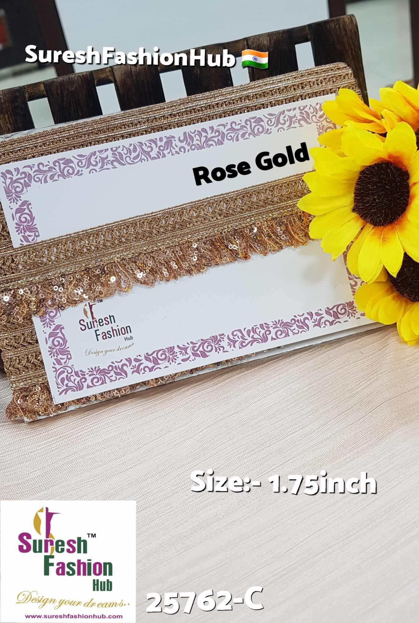 Rose Gold Jhalar Zari Fringe Lace