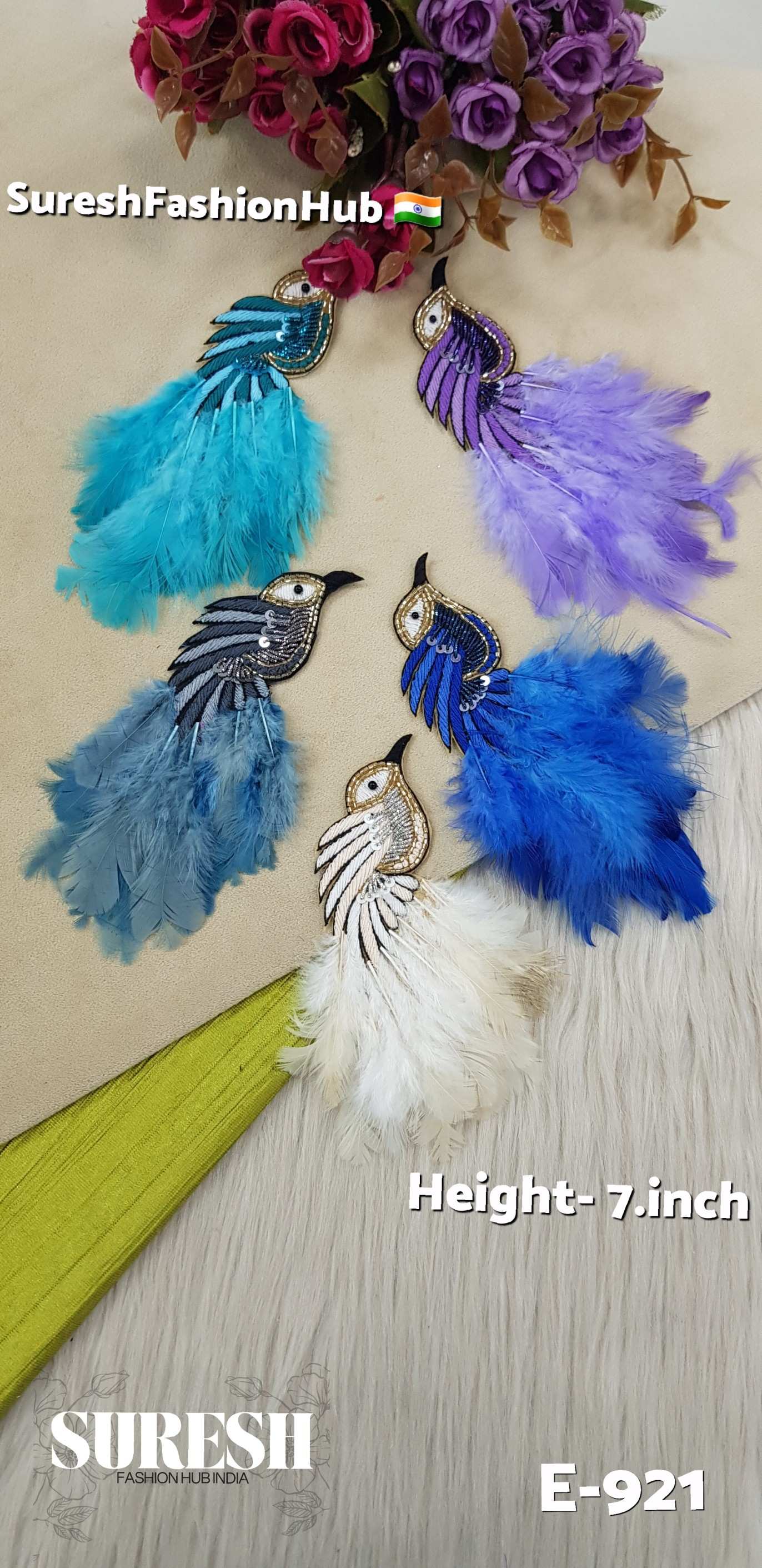 E-921 Grey Left Side Bird Feather Patch