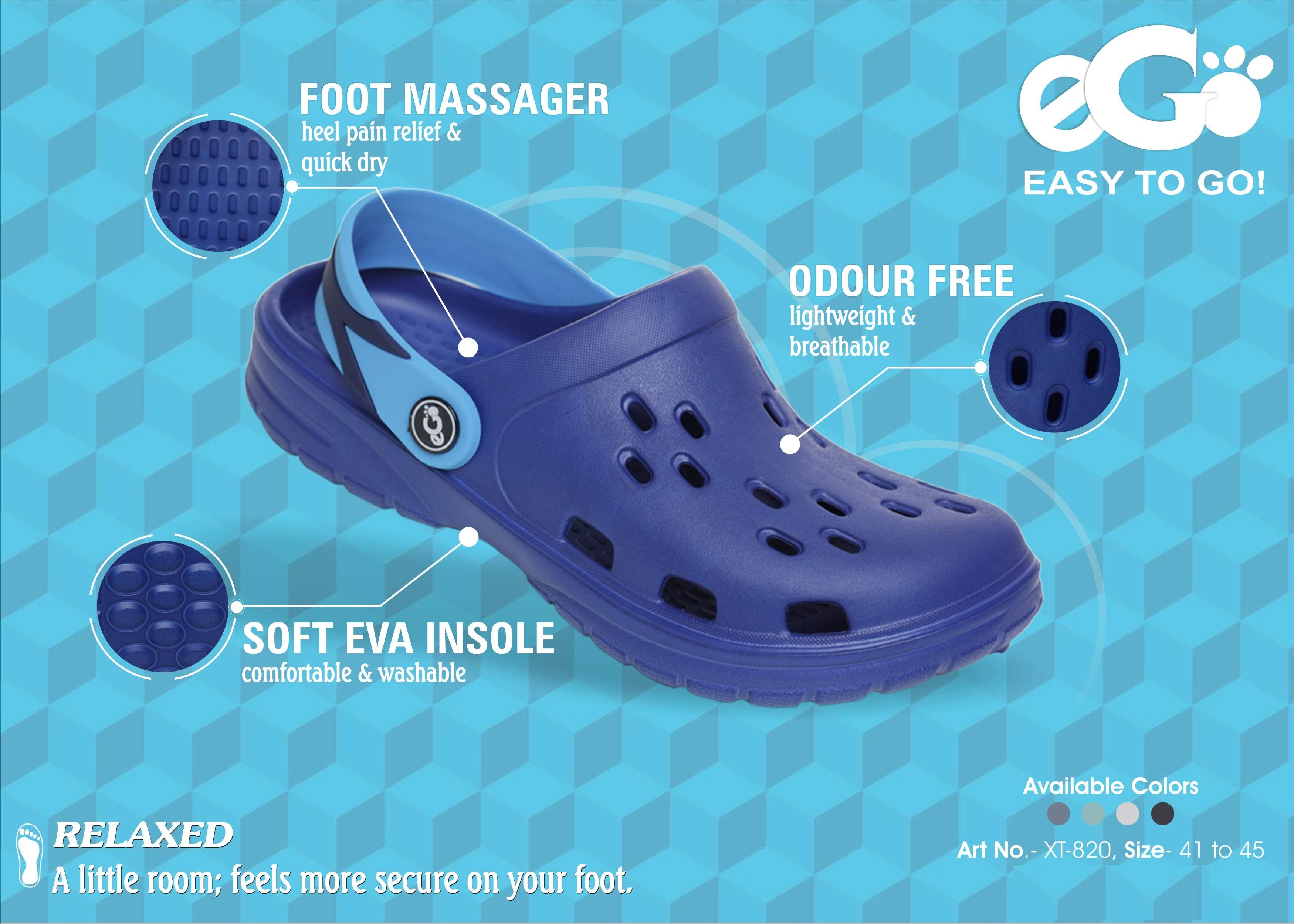 EGO EASY TO GO LIGHTWEIGHT COMFORTABLE NAVY BLUE CLOGS/SANDLE FOR MEN