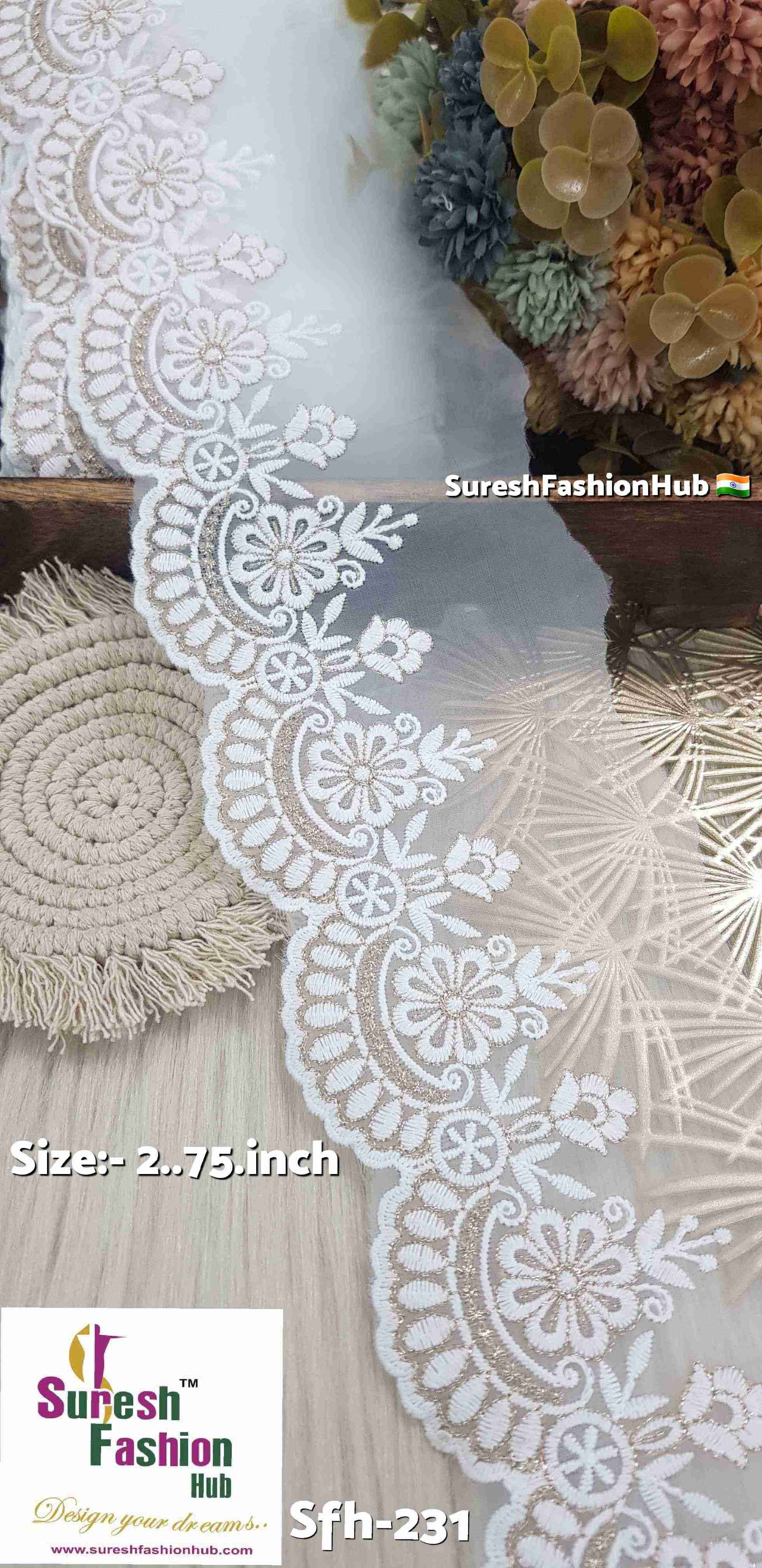 Exquisite White GPO Borders with Zari