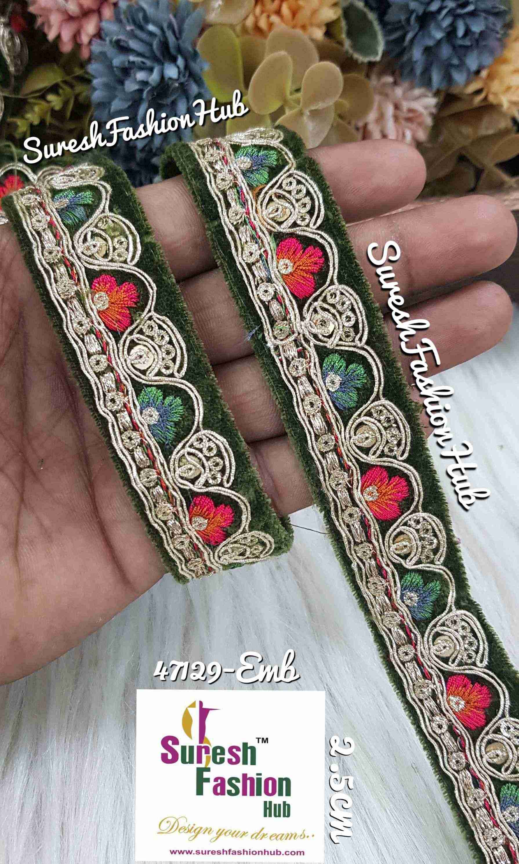 Mehendi green "Velvet Bloom Embroidery Collection"*