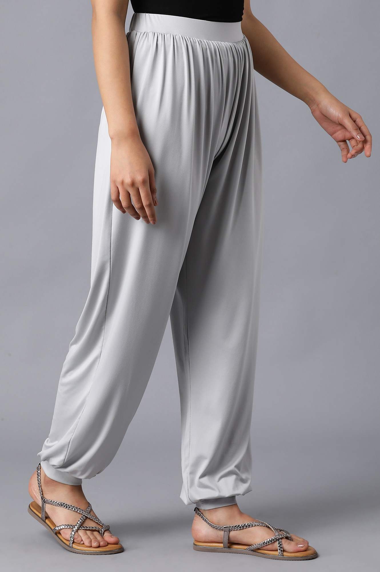 Silver Flared Harem Pants