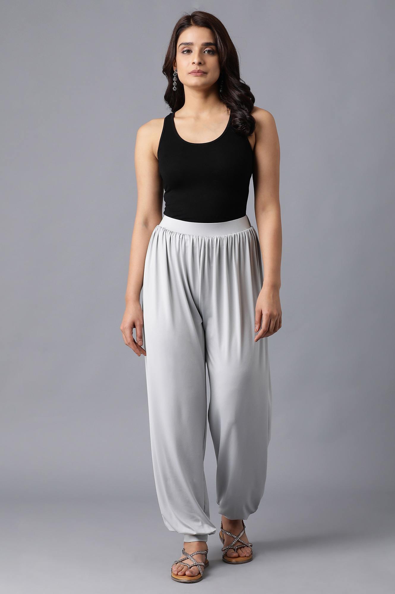 Silver Flared Harem Pants