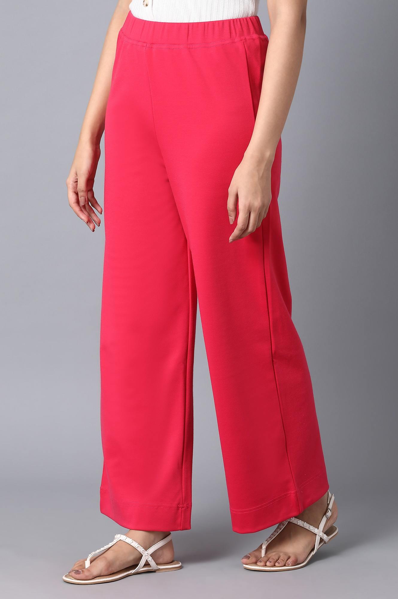 Pink Crepe Straight Palazzo