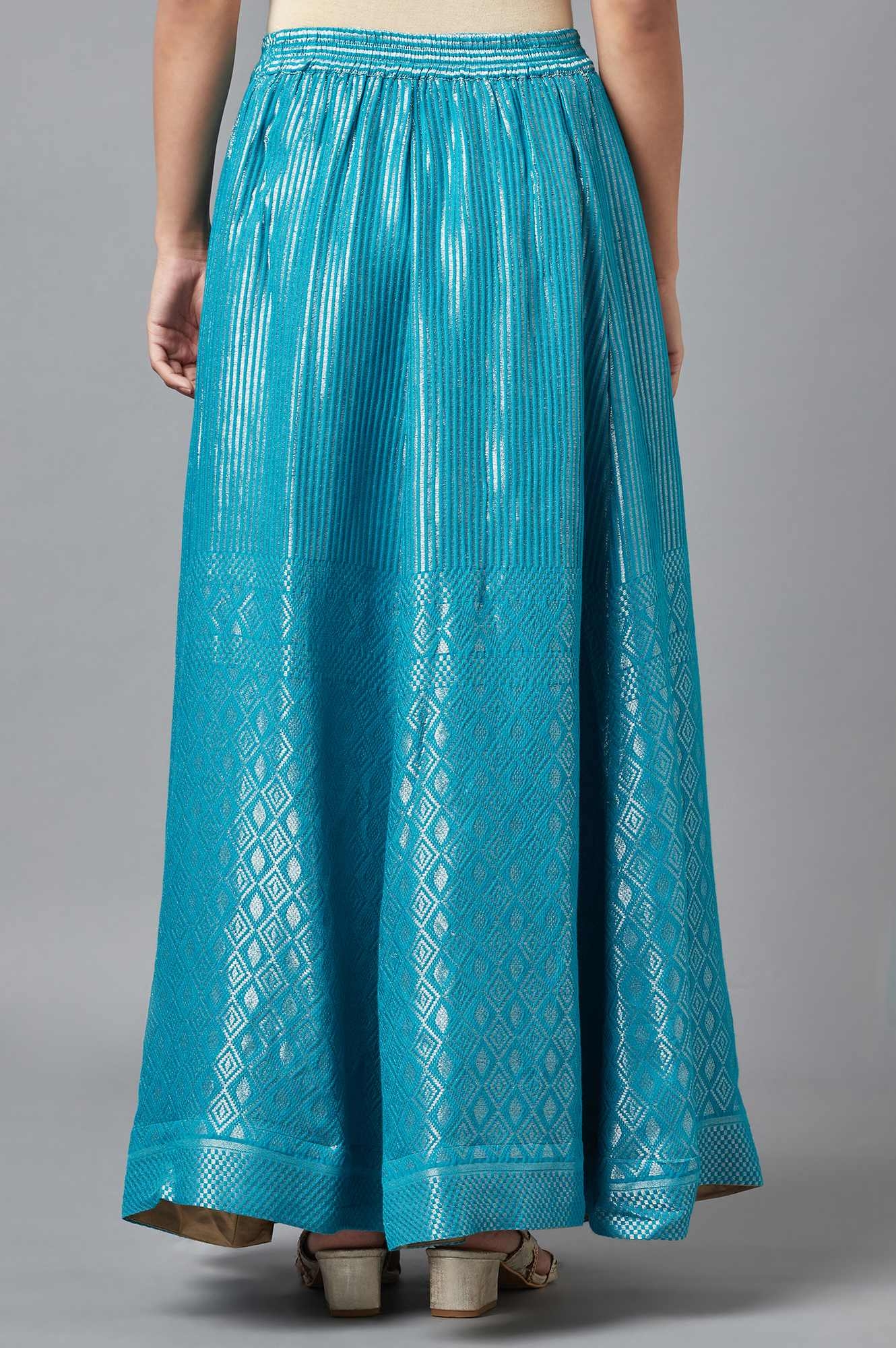 Elleven | Turquoise Dobby Print Skirt 1