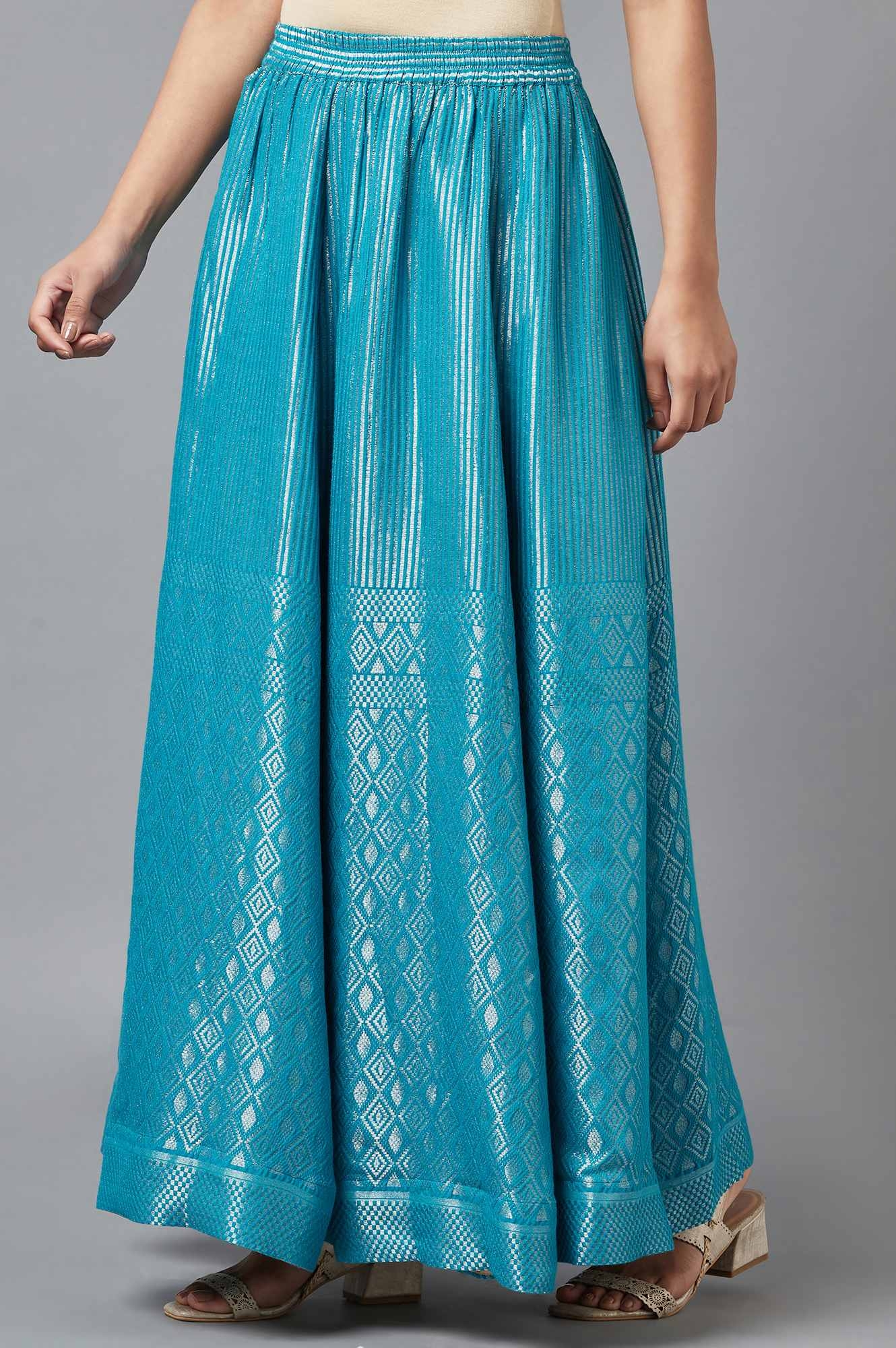 Elleven | Turquoise Dobby Print Skirt 2