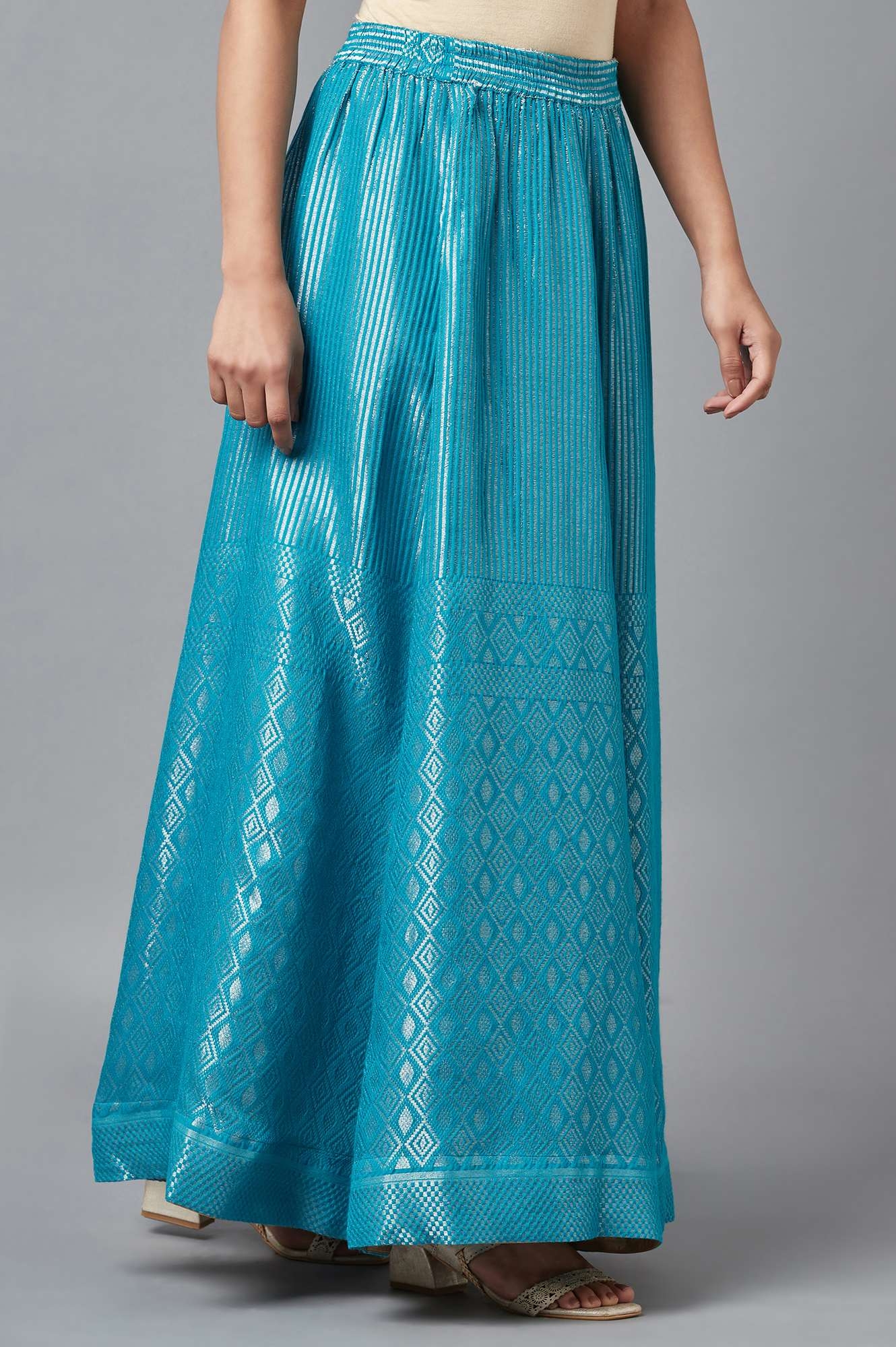 Elleven | Turquoise Dobby Print Skirt 3