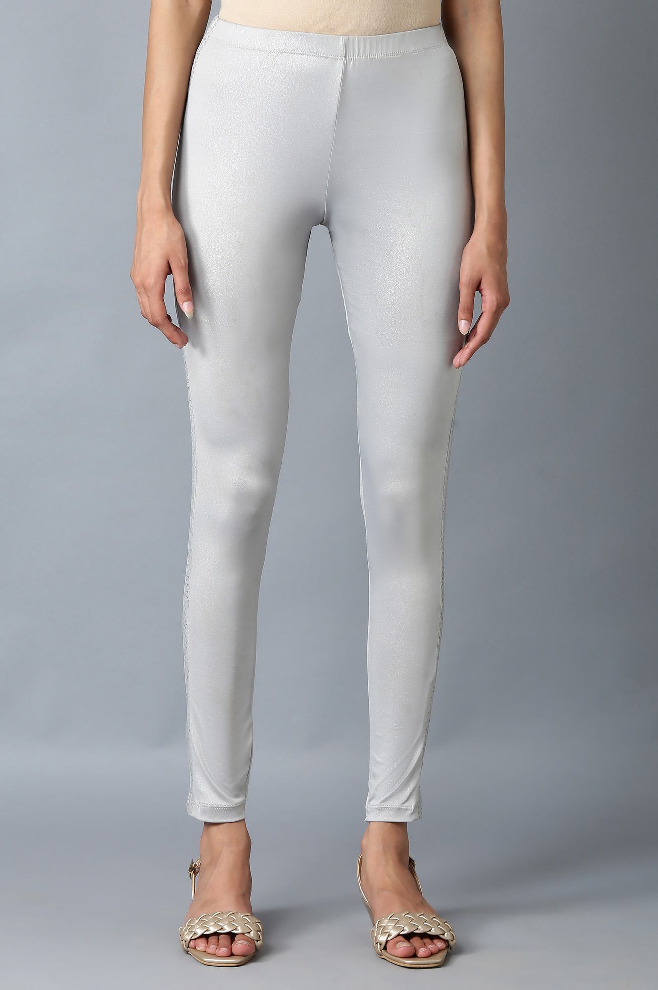 Silver lycra leggings hot sale