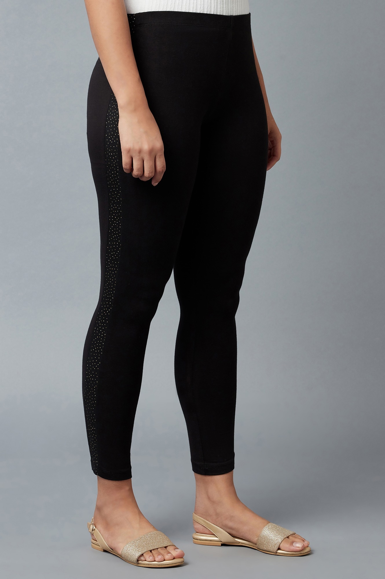 Buy NP CREATION Exclusive Plain Cotton Lycra Ankle Length Leggings Black &  White Combo Free Size at Amazon.in