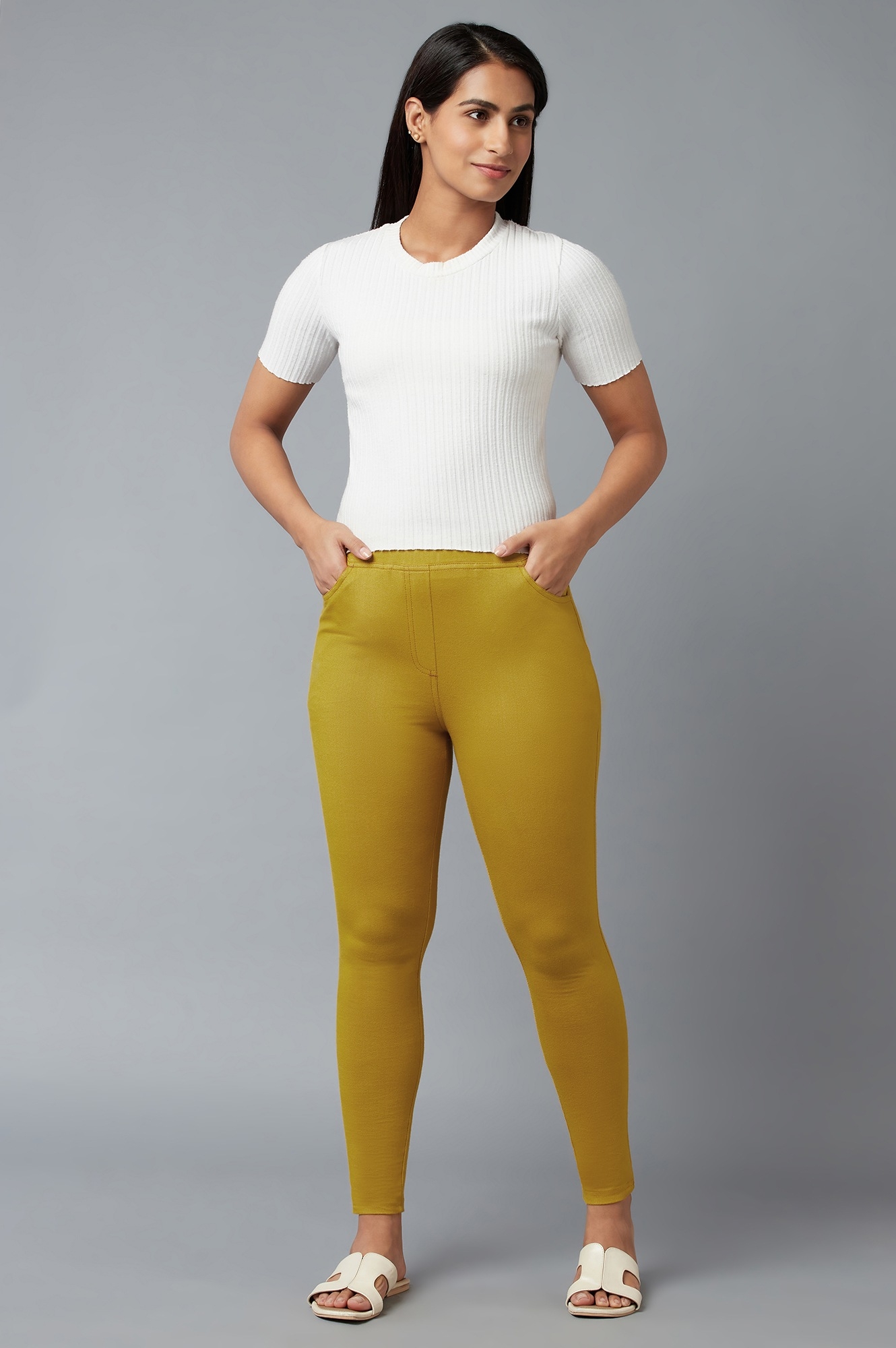 Elleven | Yellow Yarn-Dyed Knitted Jeggings 4