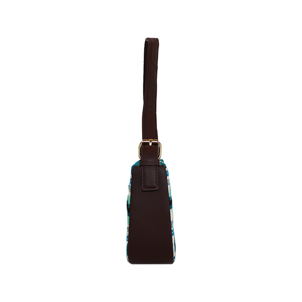 Stylish Green Colour Jacquard Cotton Handbag For Women