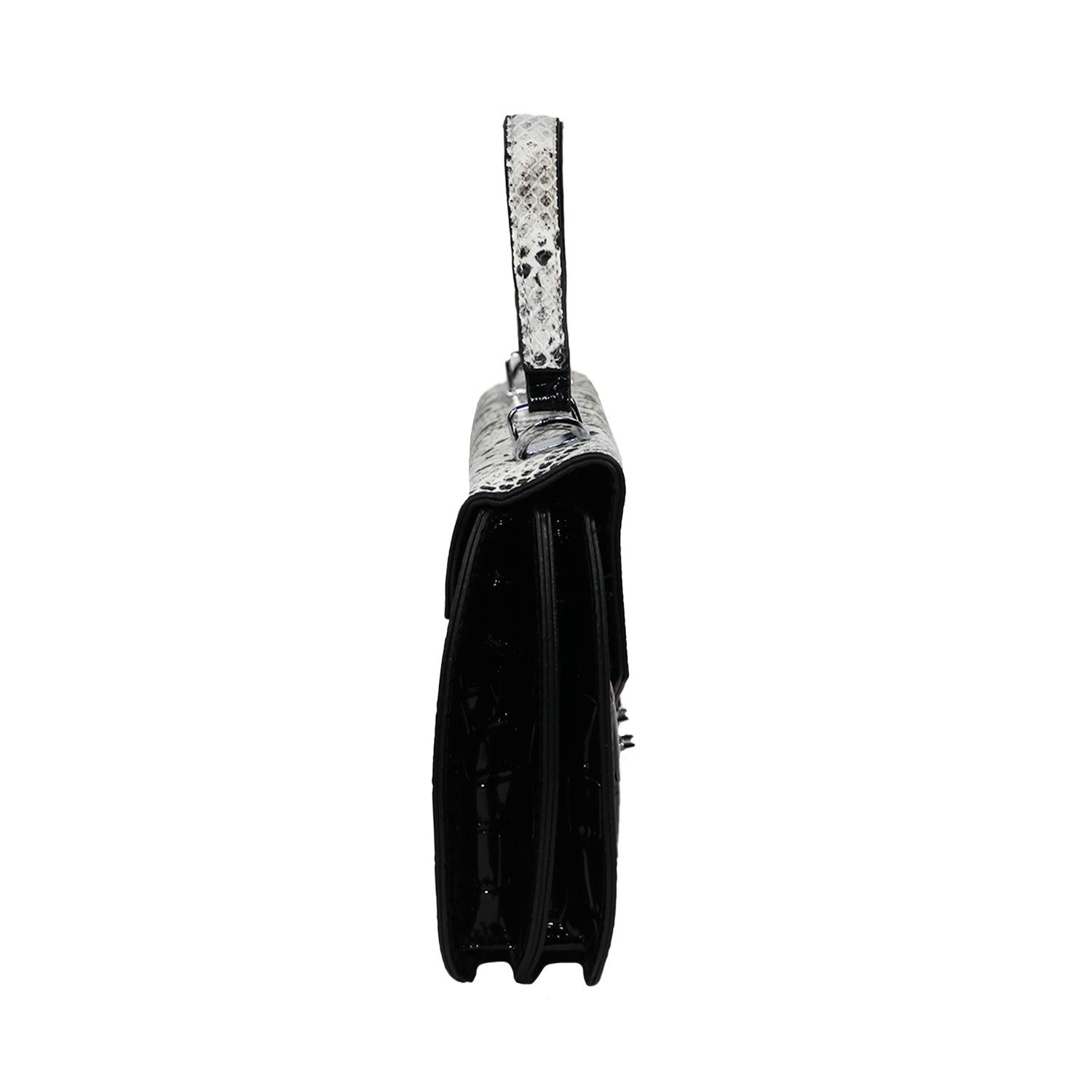 Black Snakeskin Textured Sling Bag
