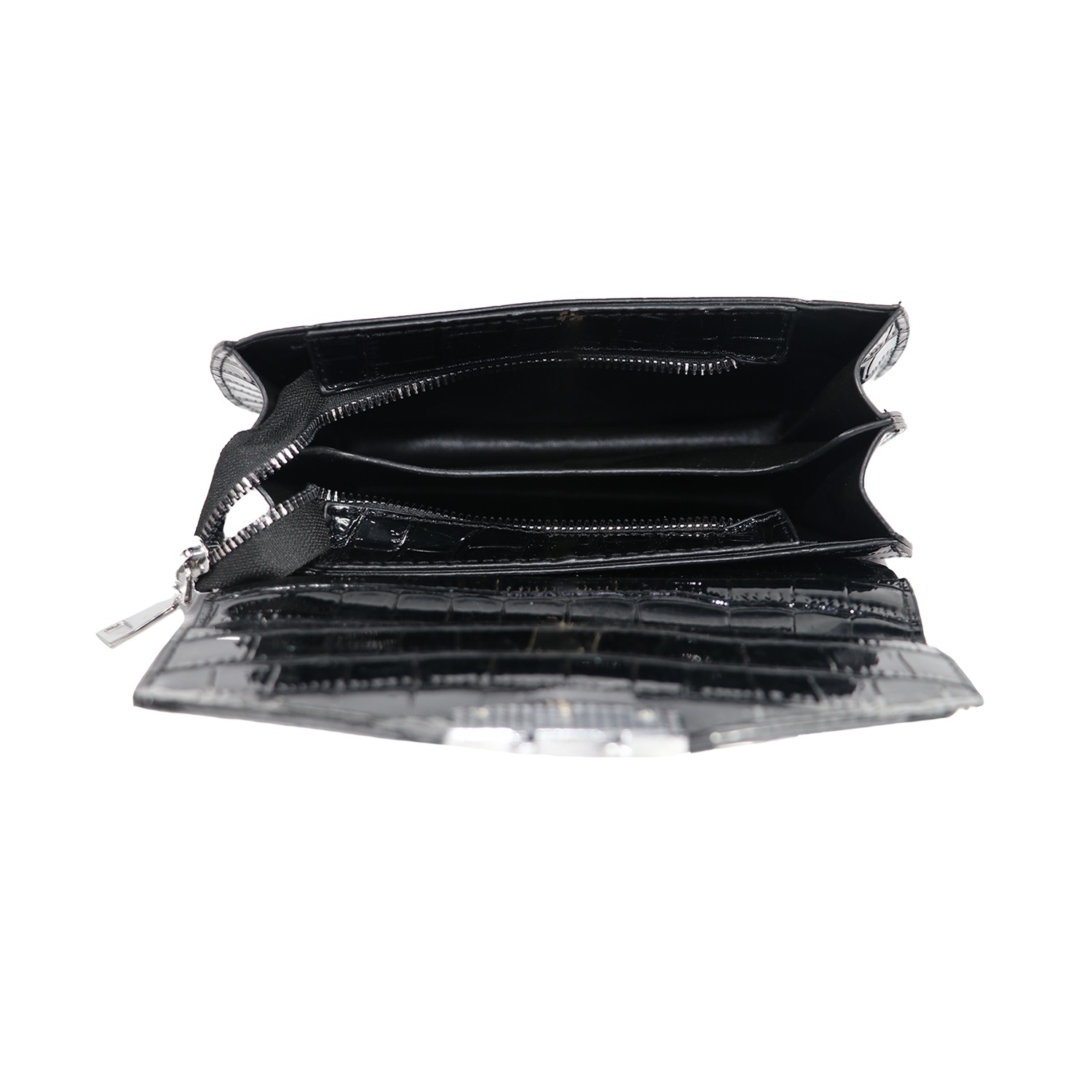 Black Snakeskin Textured Sling Bag
