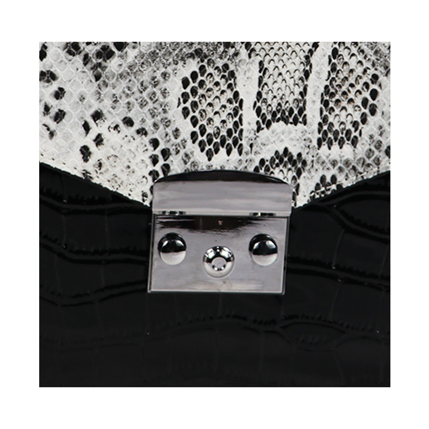 Black Snakeskin Textured Sling Bag
