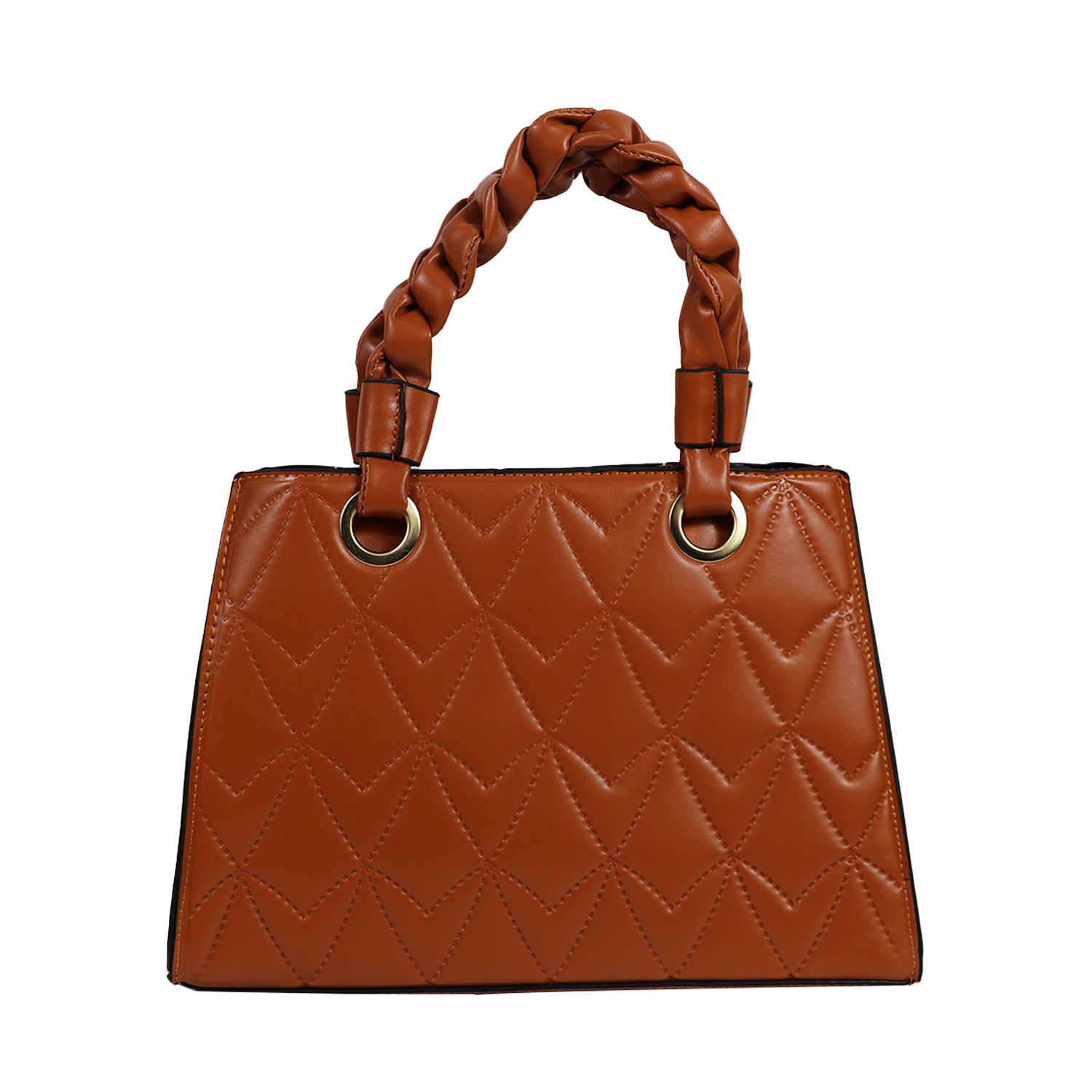 Brown Quilted Satchel Bag