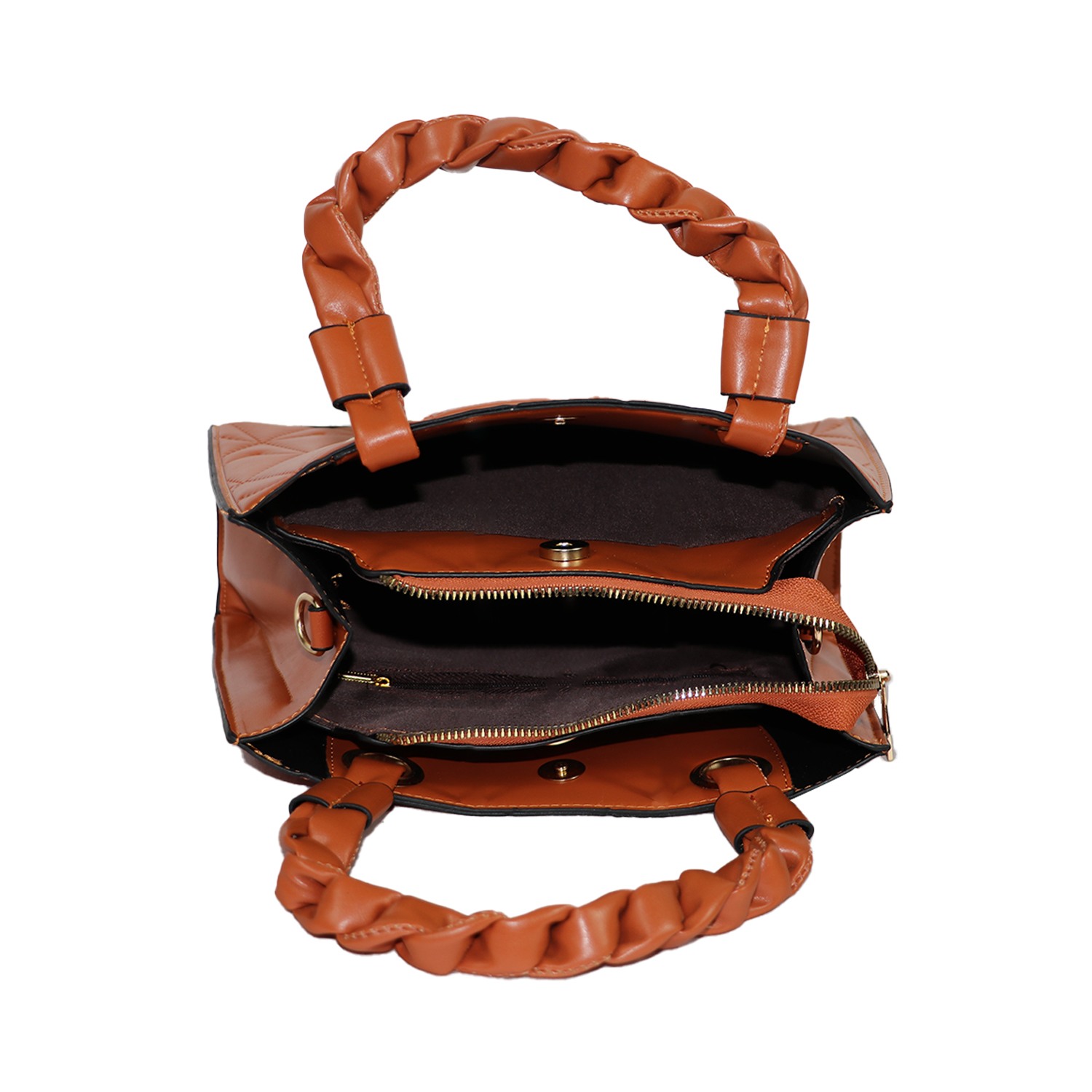 Brown Quilted Satchel Bag