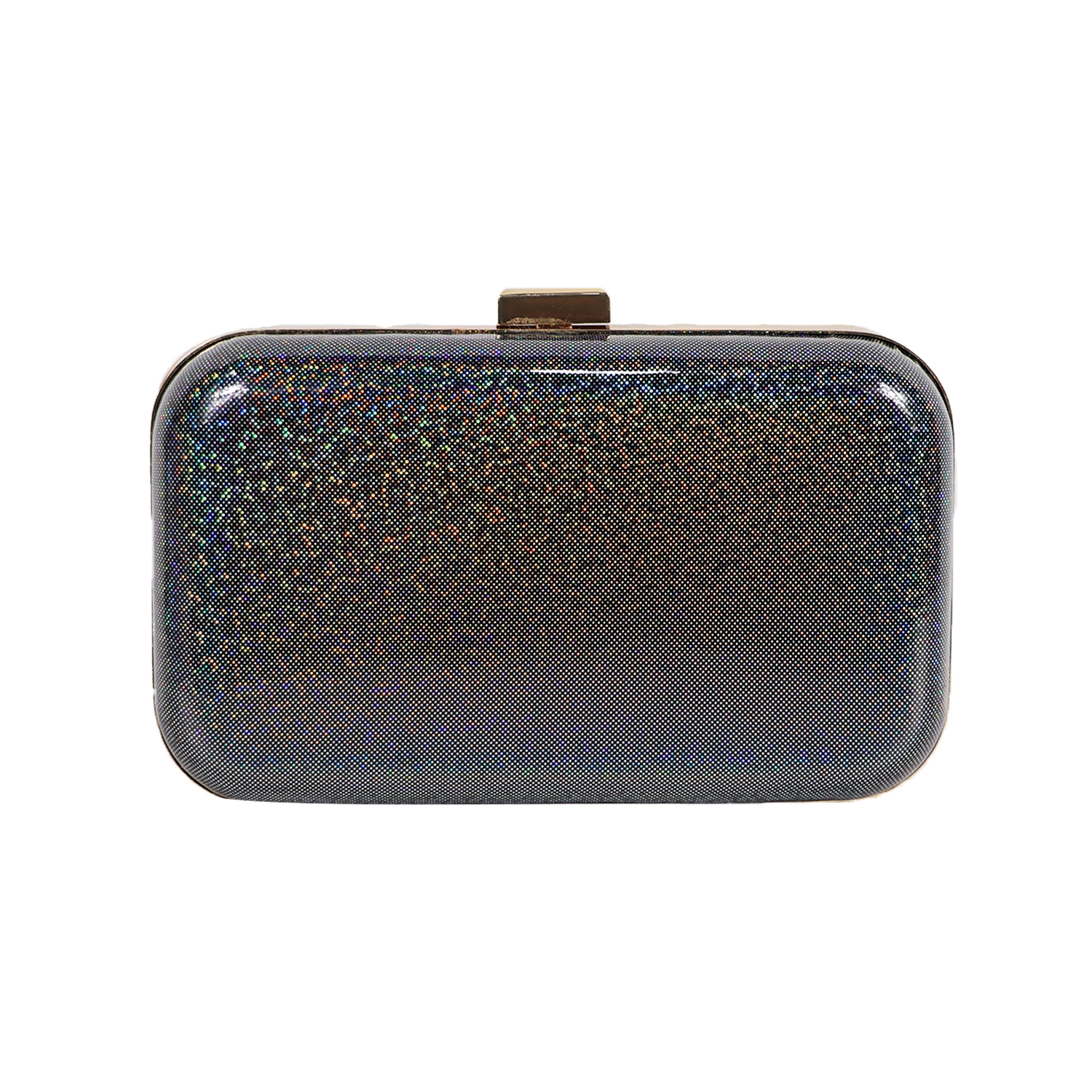 EMM | Black Shimmer Box Clutch with Chain Strap 1
