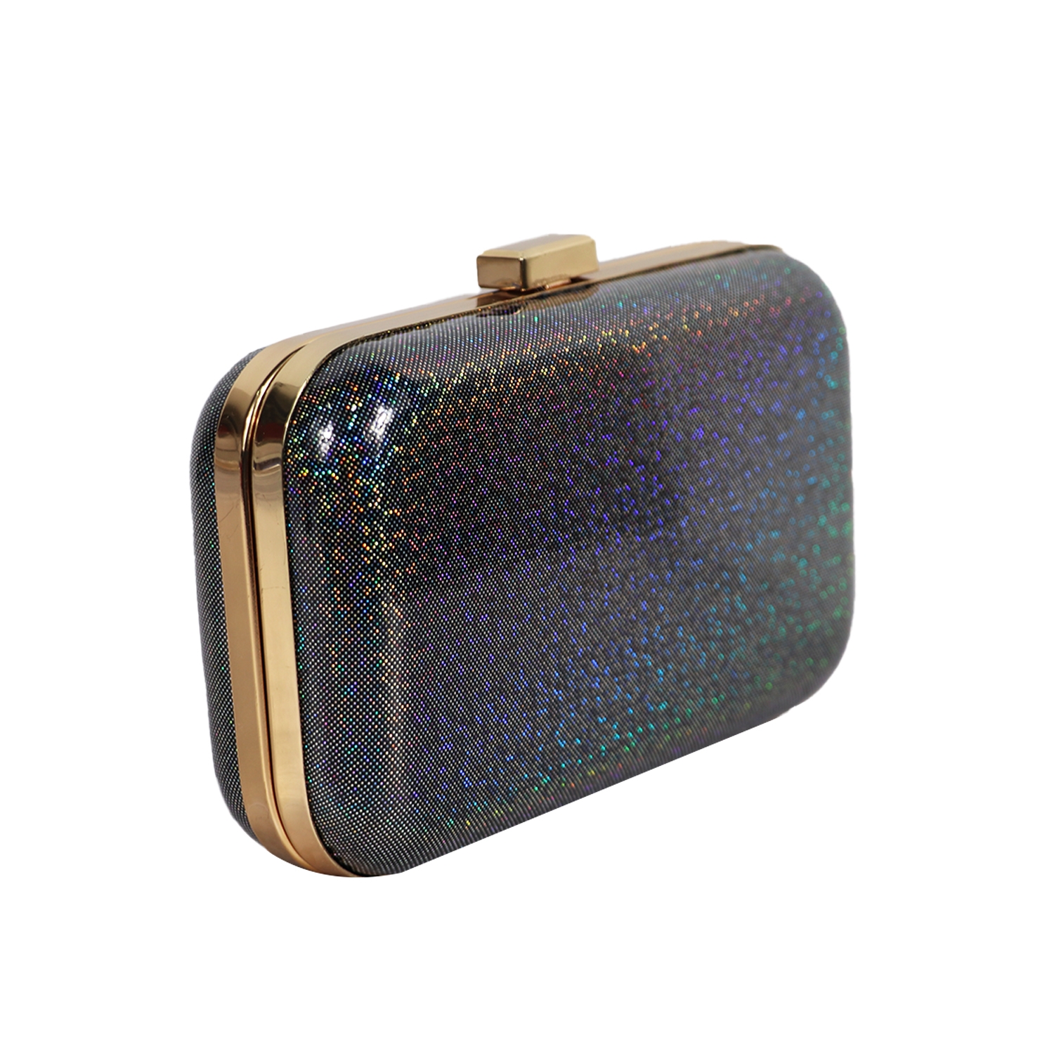 EMM | Black Shimmer Box Clutch with Chain Strap 3