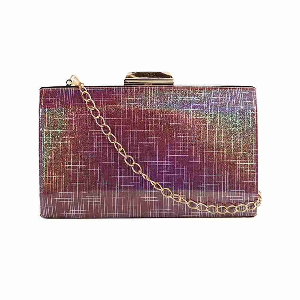 Stunning Maroon Geometric Print Box Clutch - Perfect For Bridal, Casual, Party, And Wedding Occasions