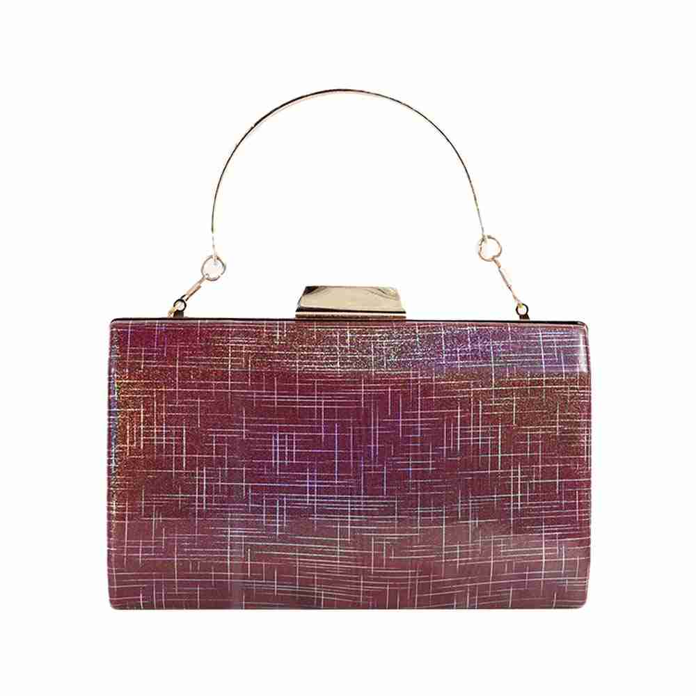 Stunning Maroon Geometric Print Box Clutch - Perfect For Bridal, Casual, Party, And Wedding Occasions