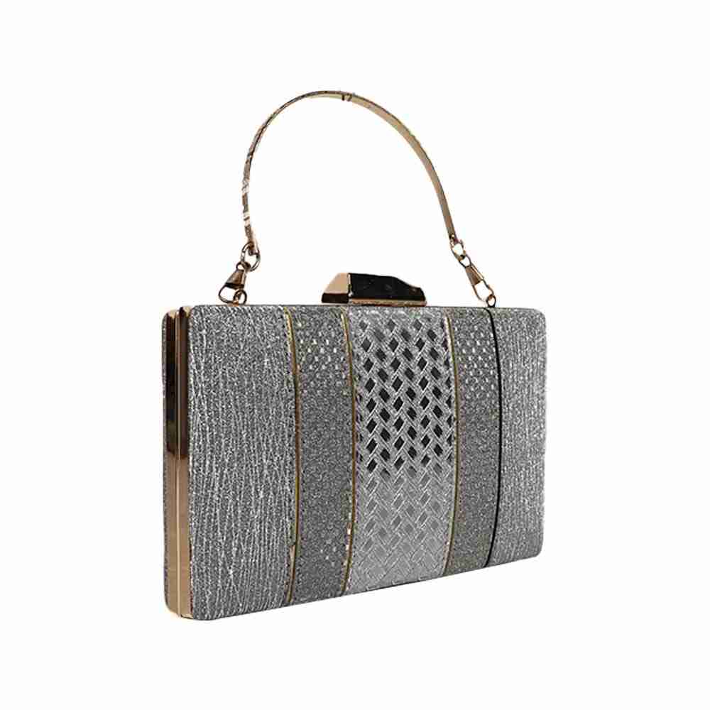 Handcrafted Bling Box Clutch - A Beautiful Silver Purse For Bridal, Casual, Party, Or Wedding Events