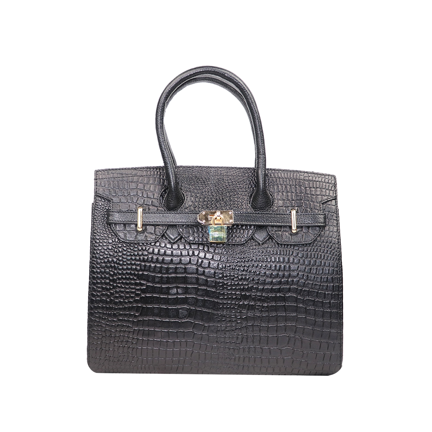 EMM | Women's Leather Crocodile Handbag Crossbody Bag for Women | Black 0