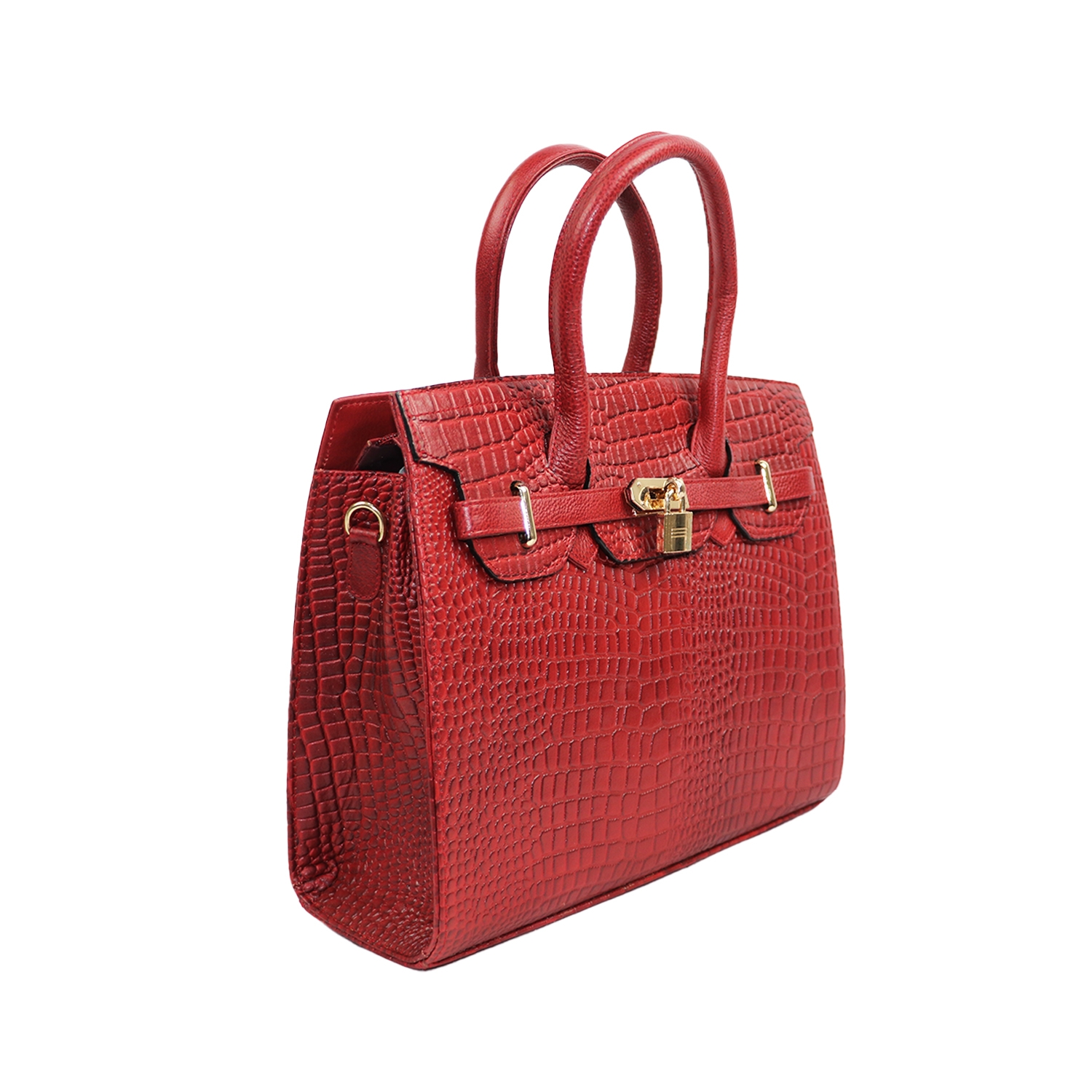 EMM | Women's Leather Crocodile Handbag Crossbody Bag for Women | Cherry Red 3