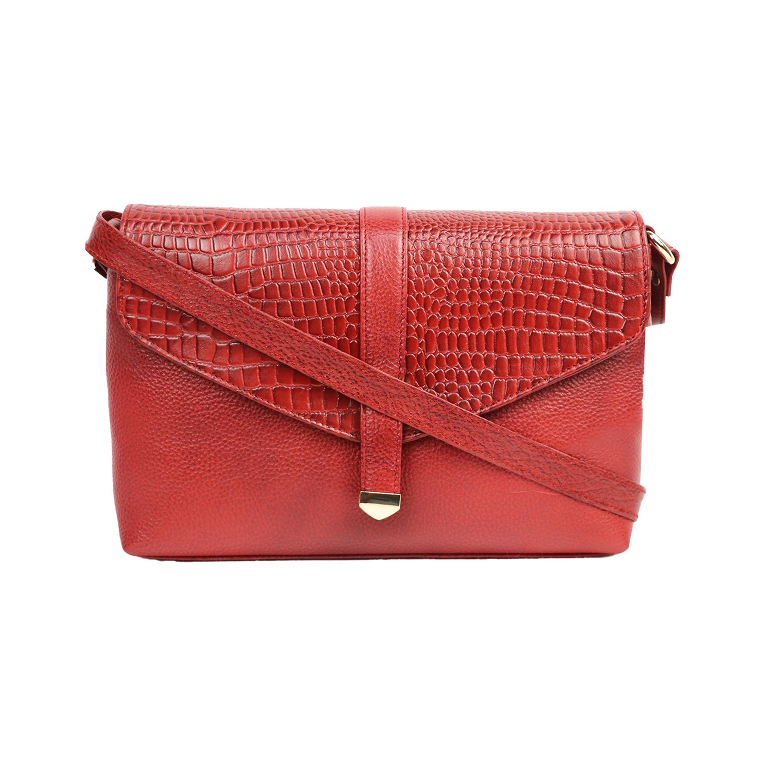 Fashion Crossbody Satchel Handbag | Crocodile Shoulder Bag | Brown