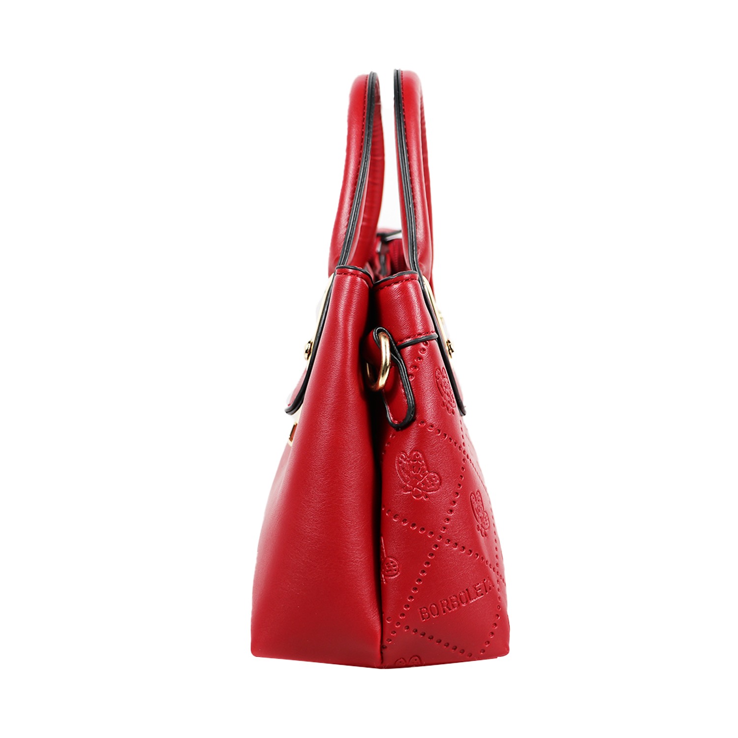Red Structured Shoulder Bag with Belt