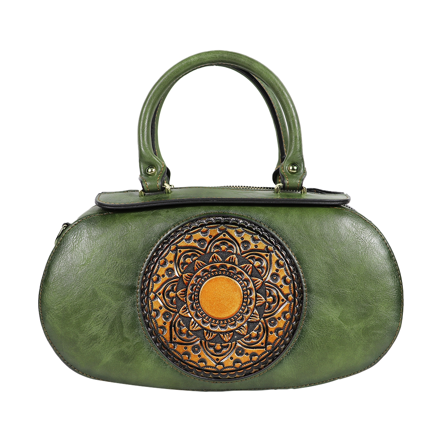 EMM | Green  Textured Leather Handheld Bag with Belt 0