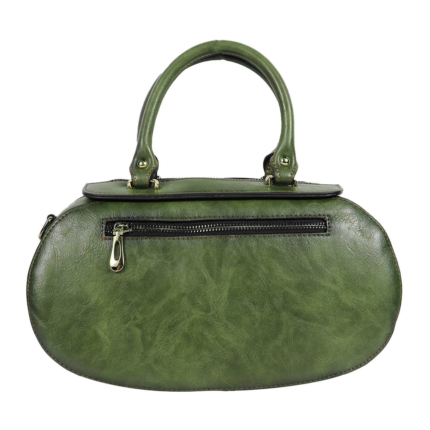 EMM | Green  Textured Leather Handheld Bag with Belt 1