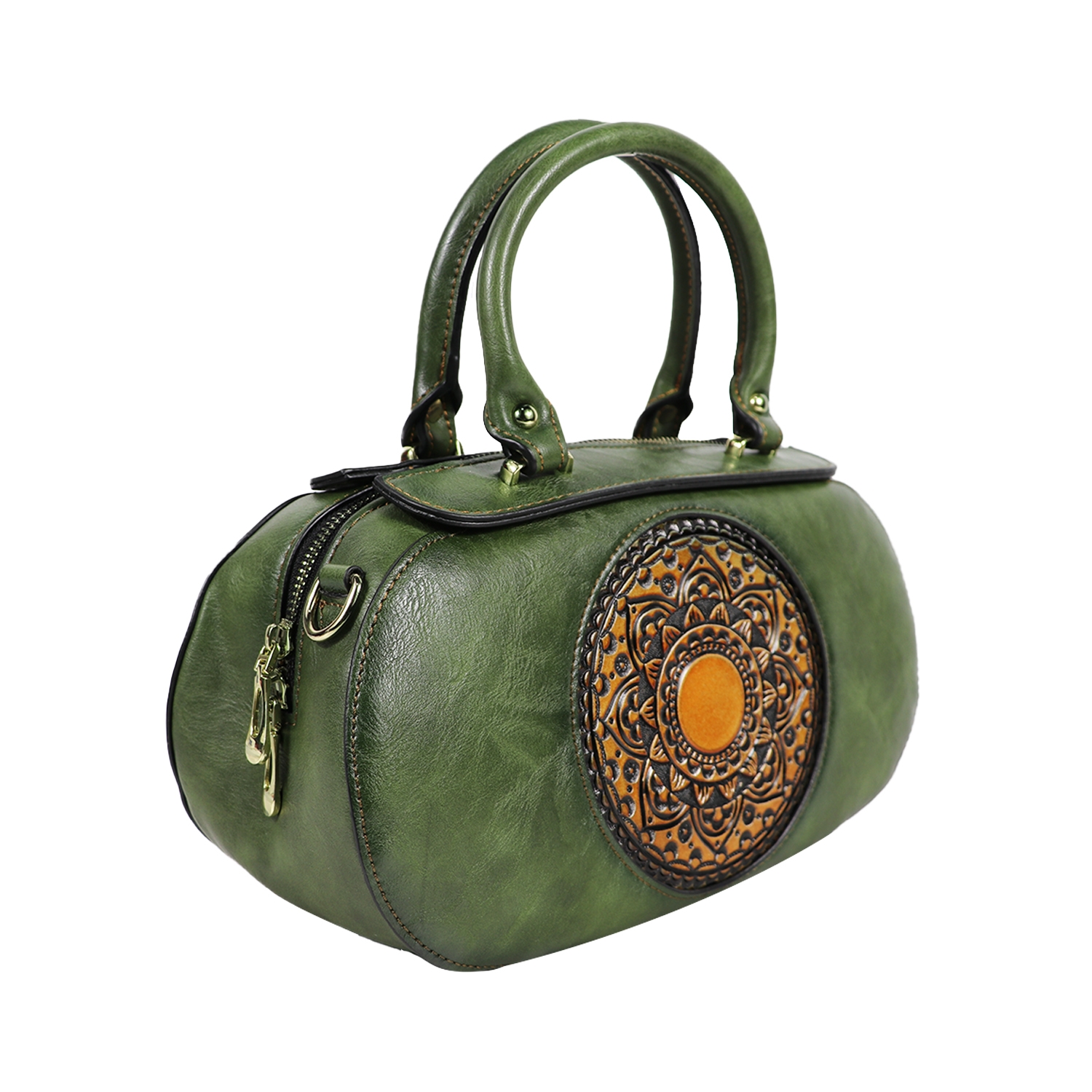 EMM | Green  Textured Leather Handheld Bag with Belt 3