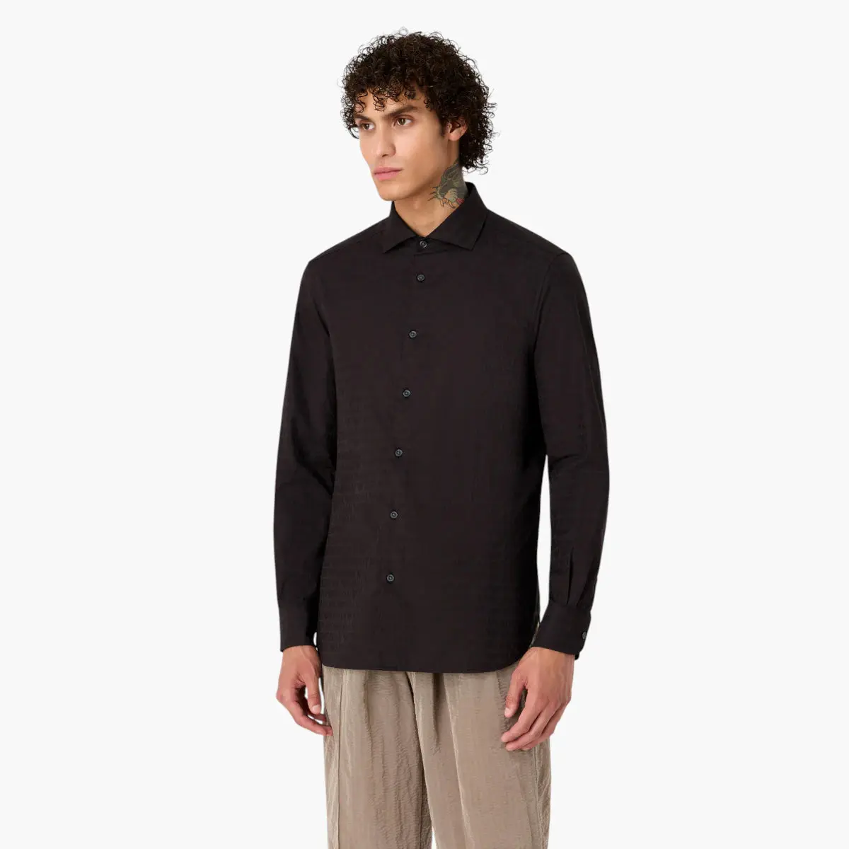 All Over Logo Regular Fit Jacquard Shirt