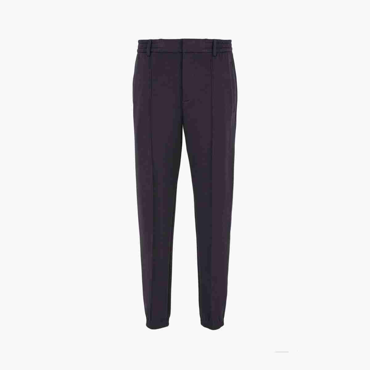 Relaxed Fit Cotton Trousers With Logo Plaque And Decorative Seam